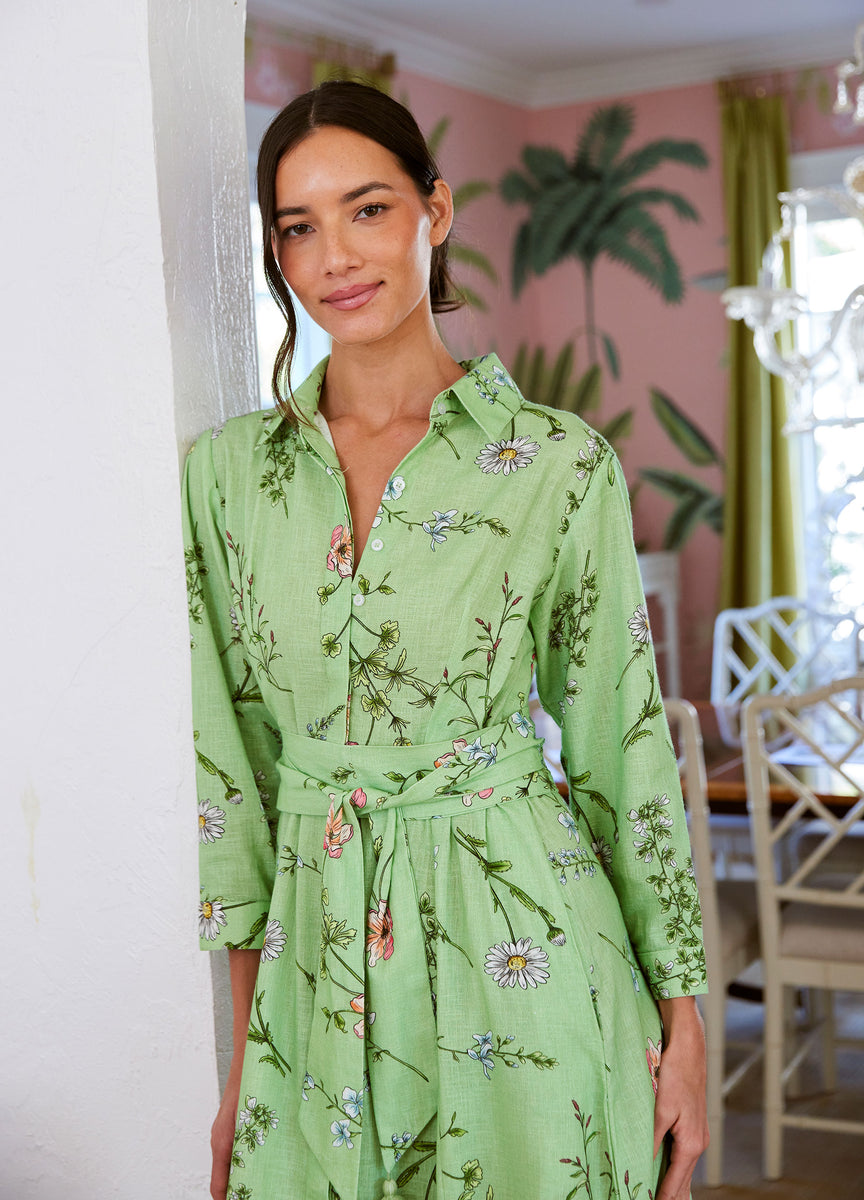 slim fit dress slacks Everly Green Floral Shirt Midi Dress – Girl In Mind main image 1