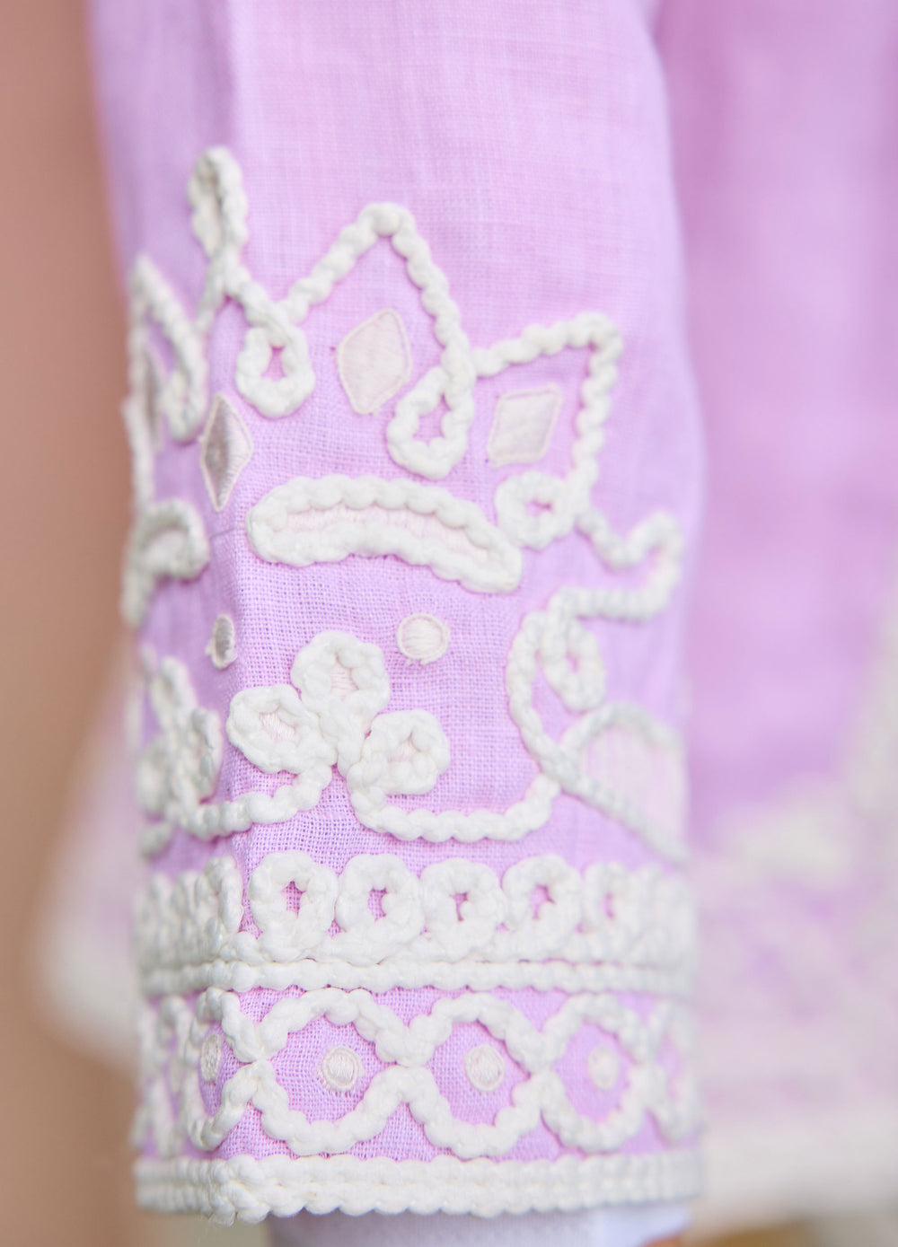 Ceci Jacket in Pink, close-up of the embroidered cuff