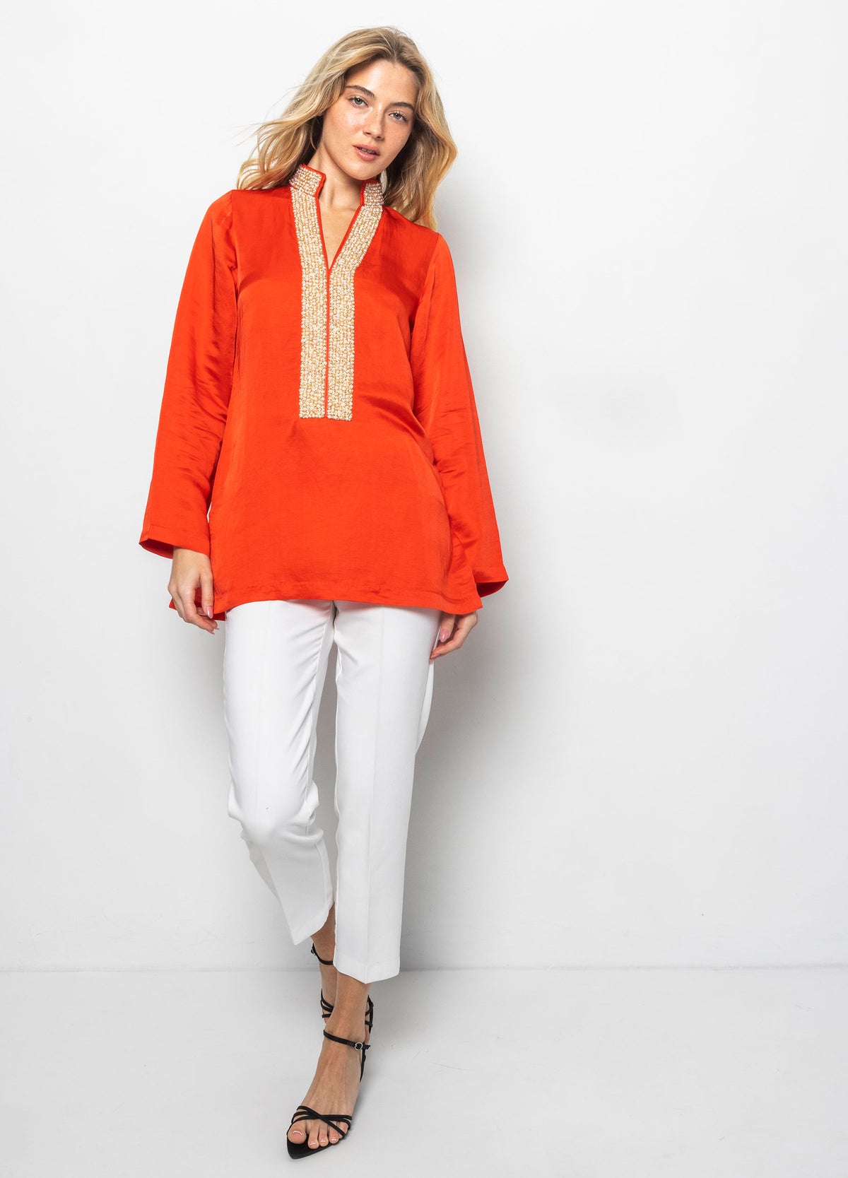 Pearl Tunic in Red, front view