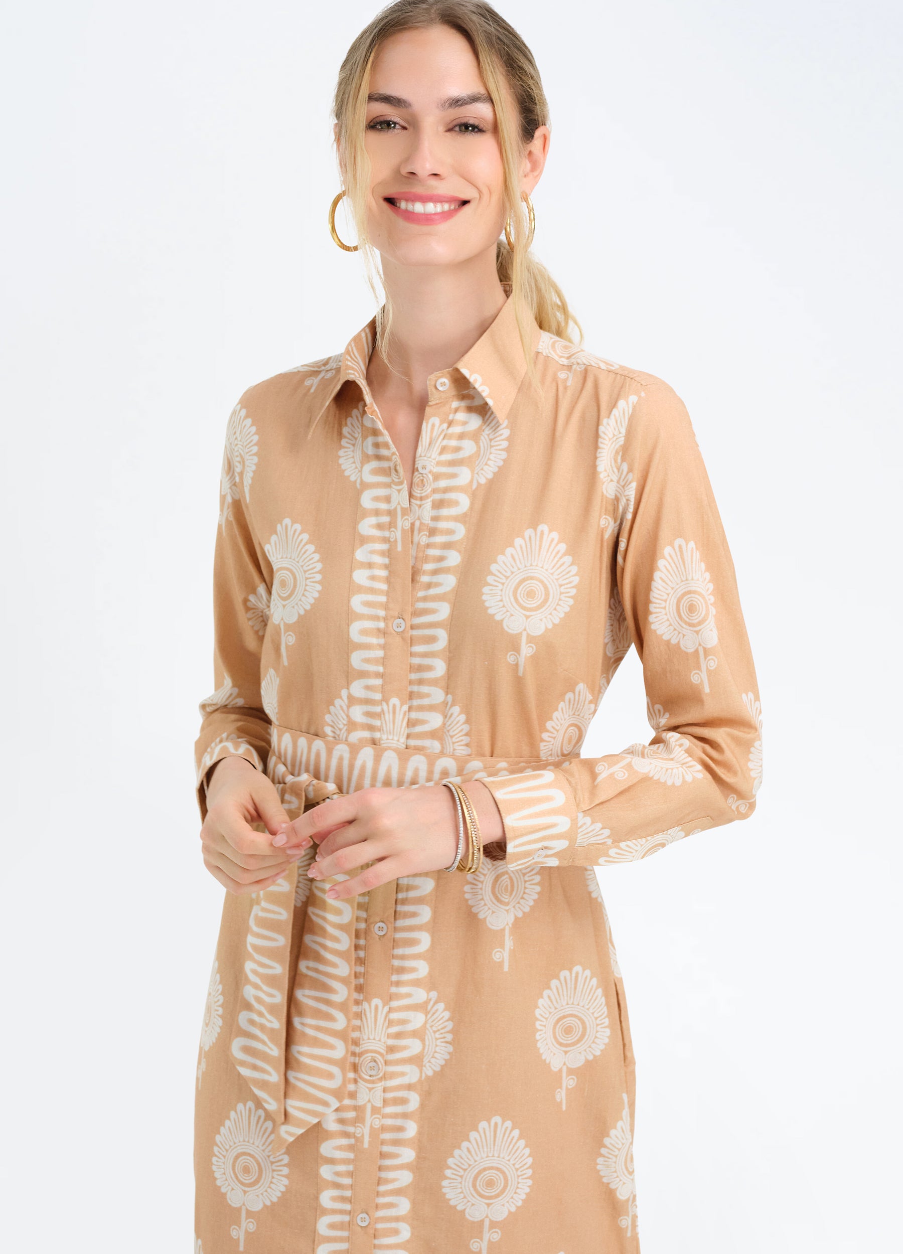 Peyton Shirtdress in Paros Almond