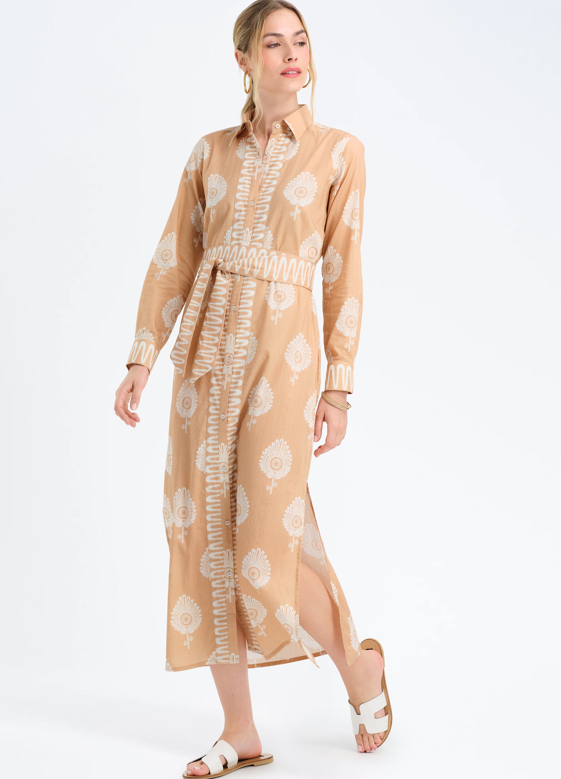 Peyton Shirtdress in Paros Almond