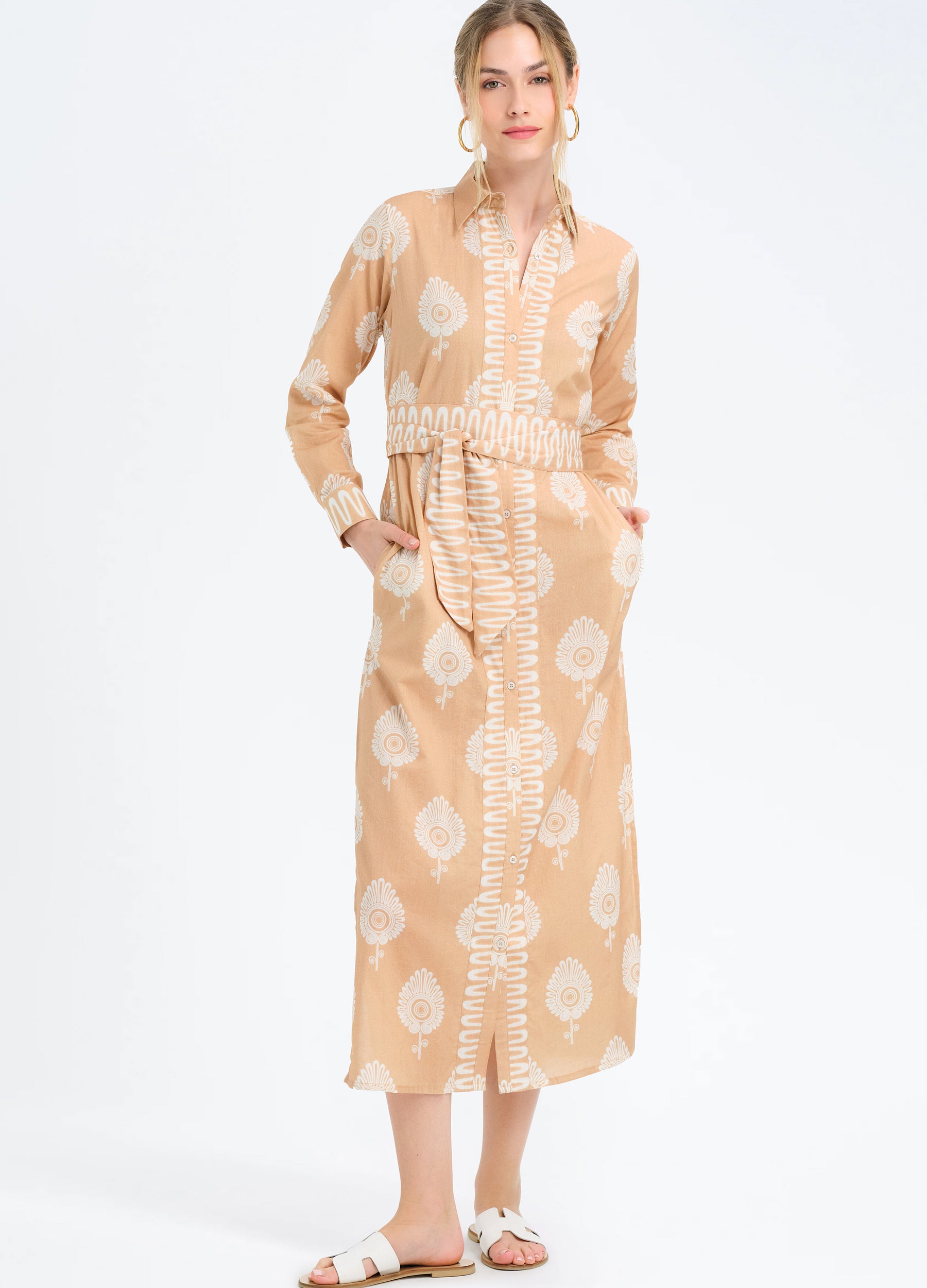 Peyton Shirtdress in Paros Almond