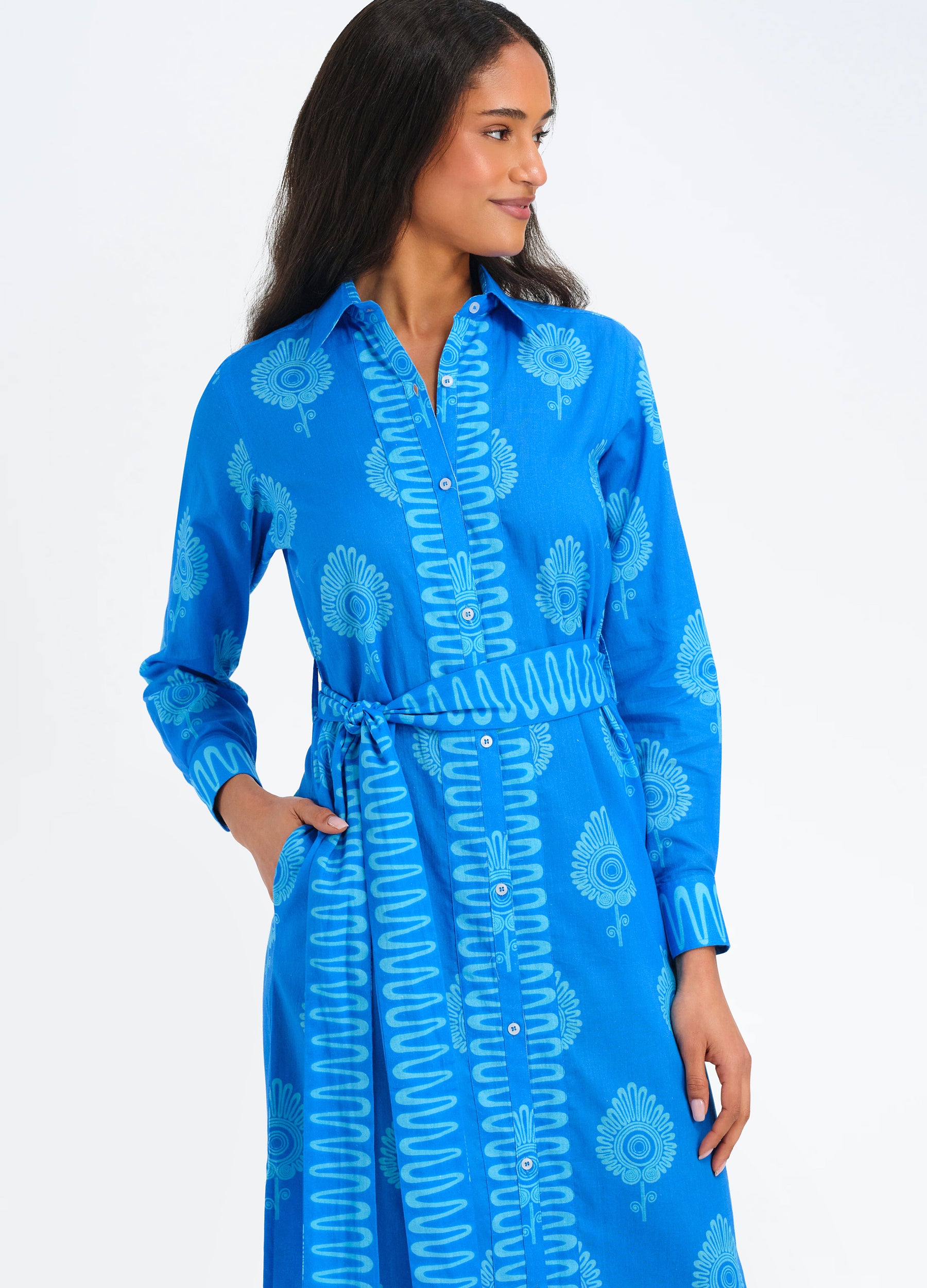 Peyton Shirtdress in Paros Blue