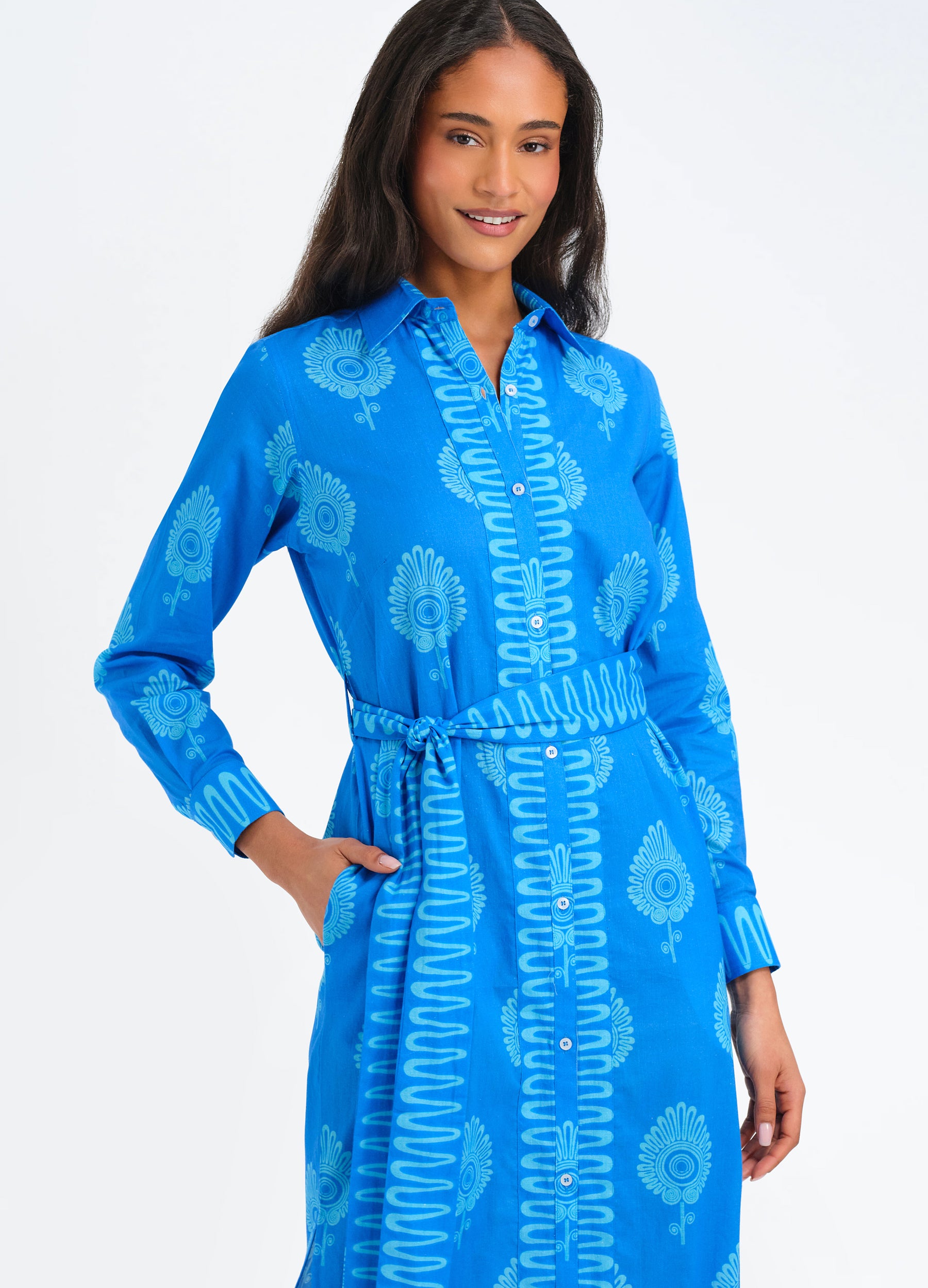 Peyton Shirtdress in Paros Blue
