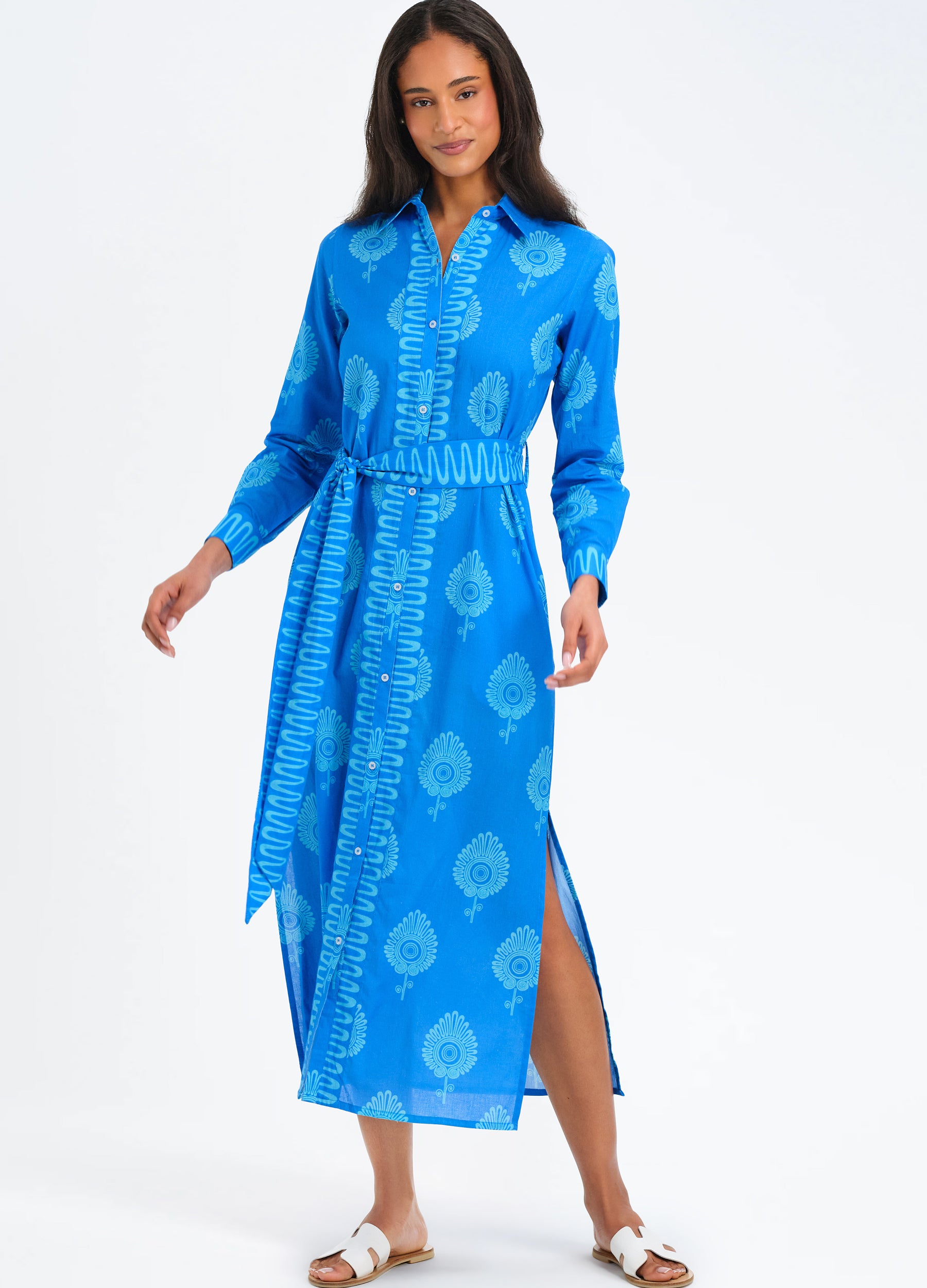 Peyton Shirtdress in Paros Blue