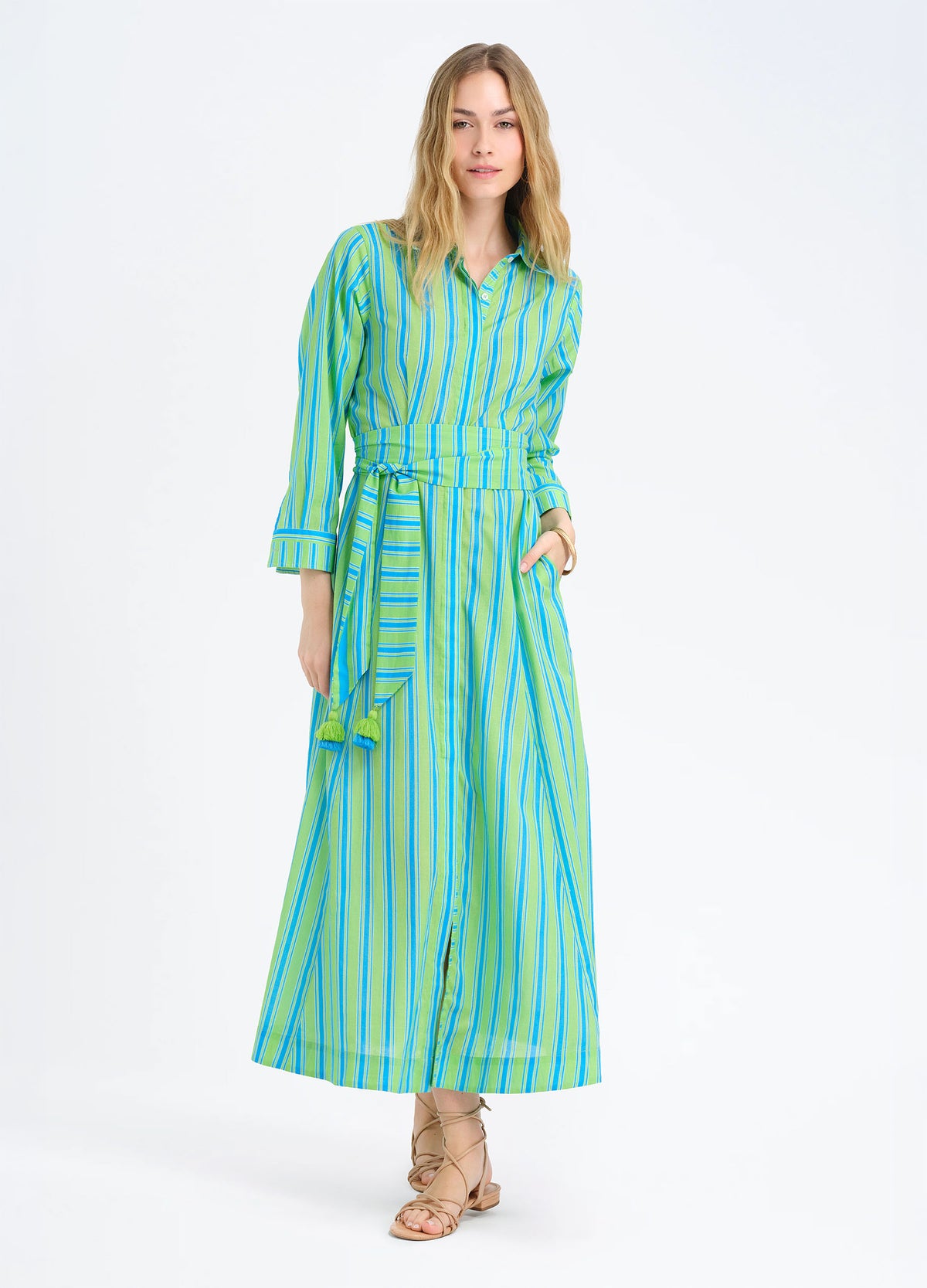 Kit Shirtdress in Cabana Blue, front view