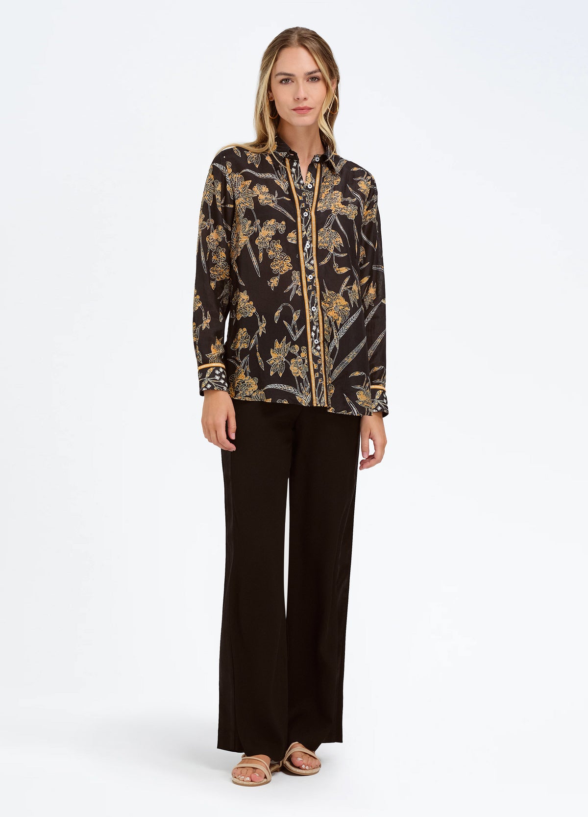 Liza Shirt in Braidy Black, front view
