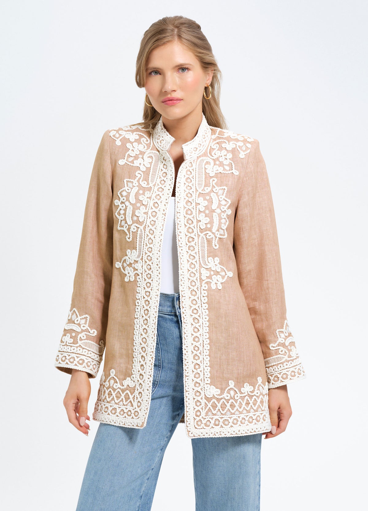 Ceci Jacket in Bark, front view