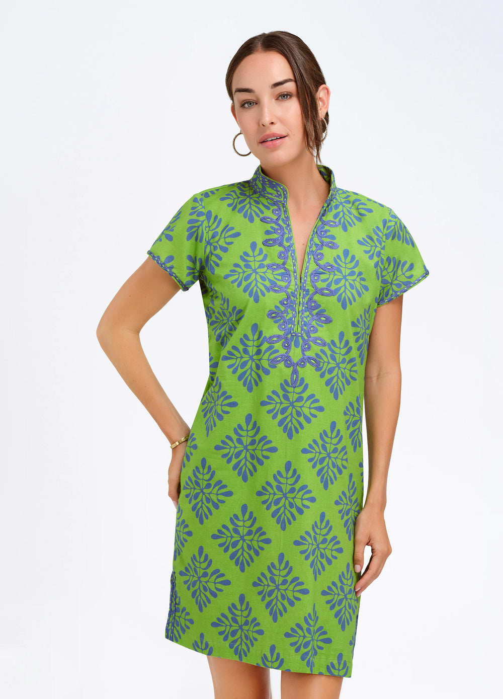 Eli Dress in Diamond Green, closer front view