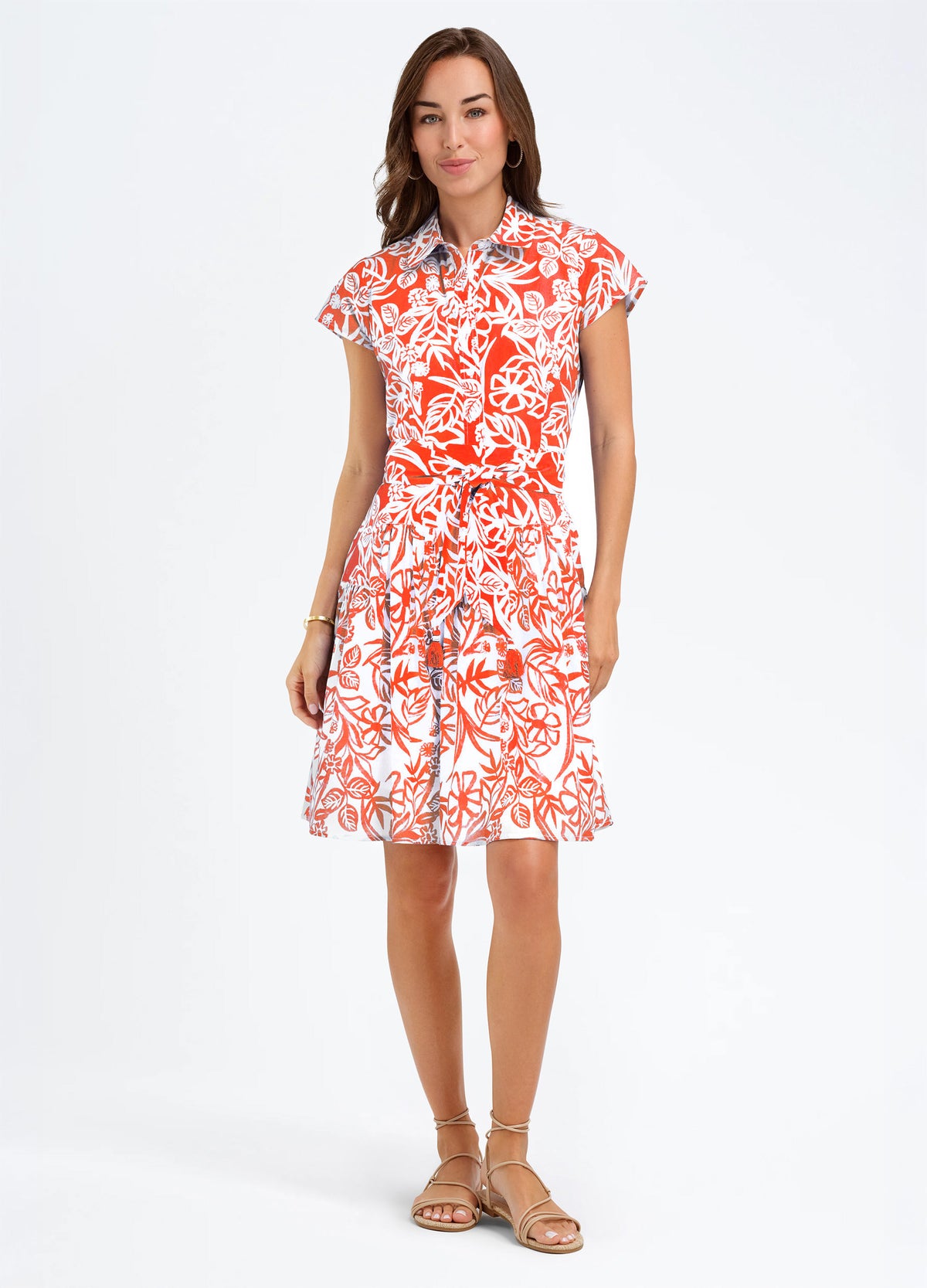 Haley Dress in Bali Coral, front view