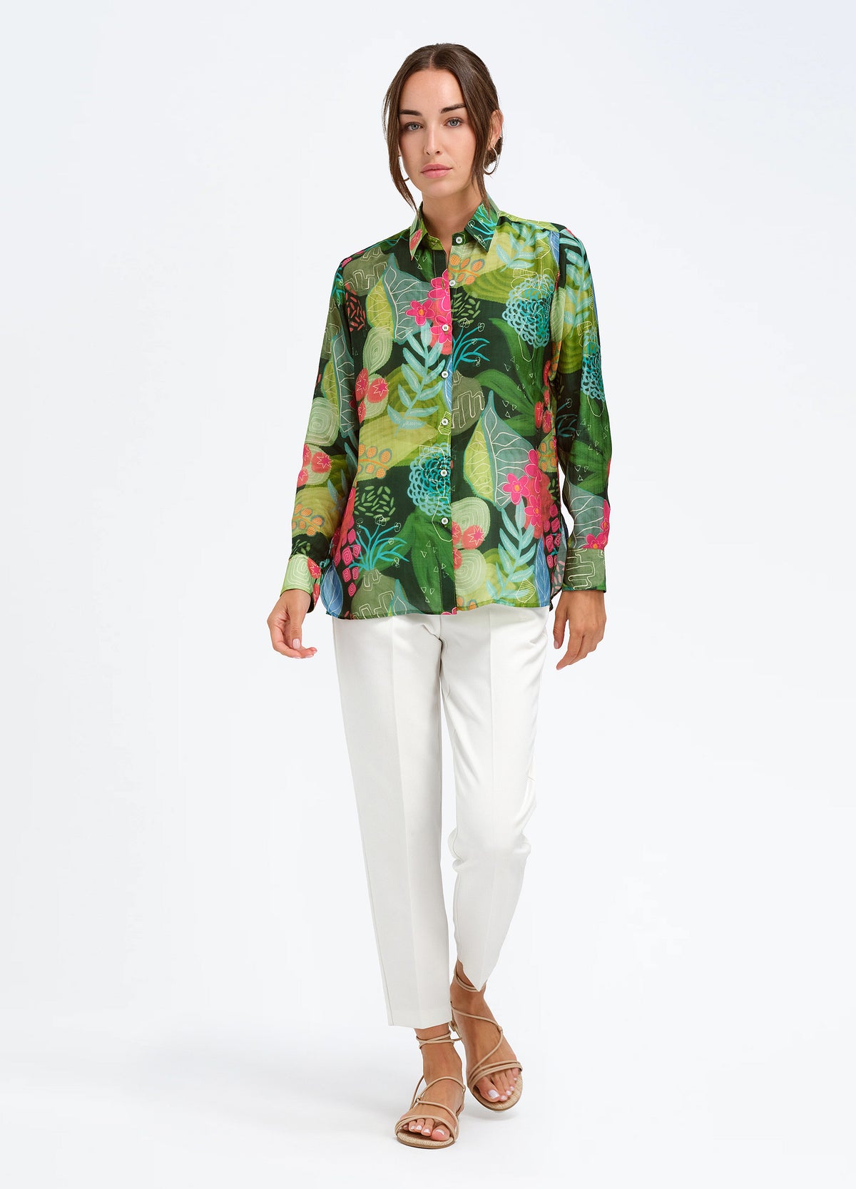 Liza Shirt in Jasmine Green, front view