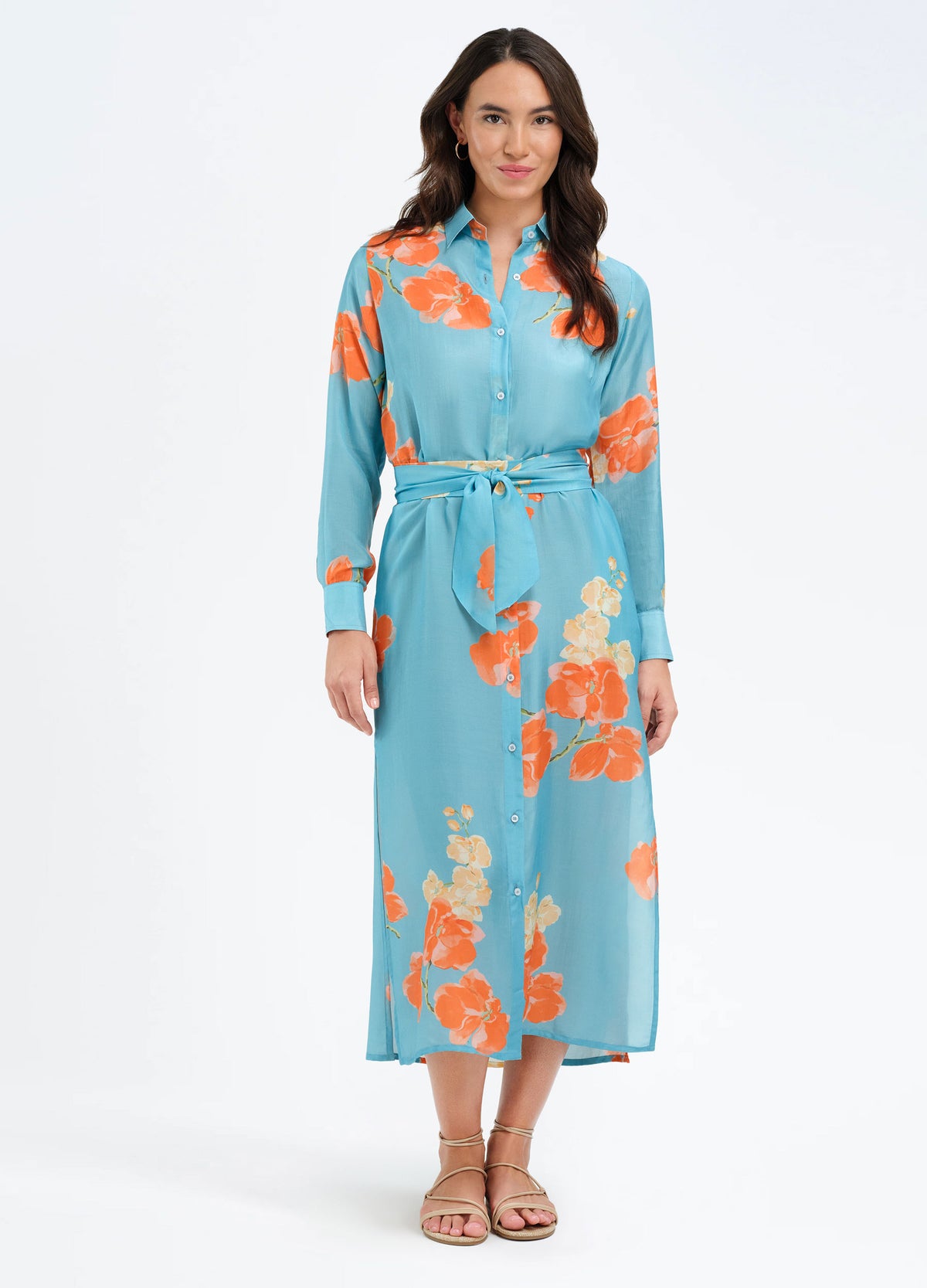 Peyton Shirtdress in Orchid Blue, front view