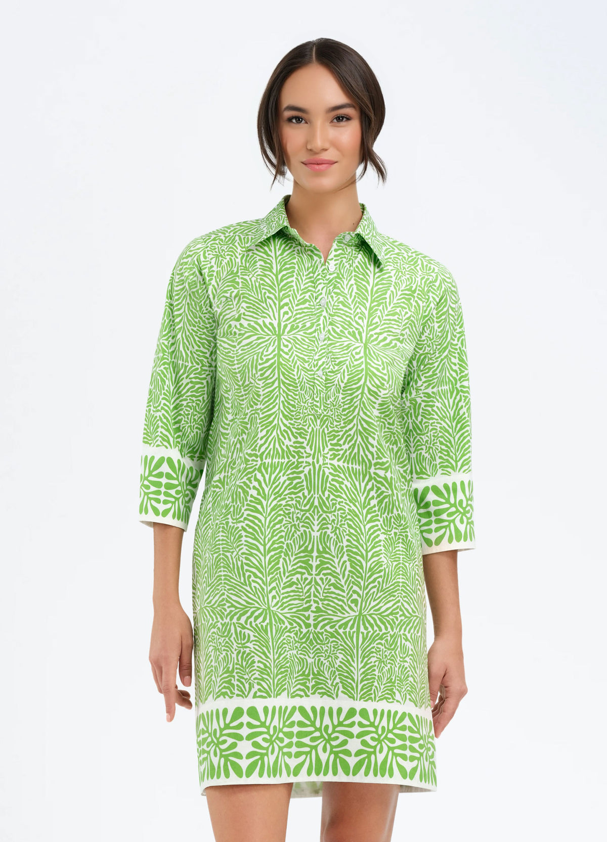 Charlie Dress in Coral Green, front view