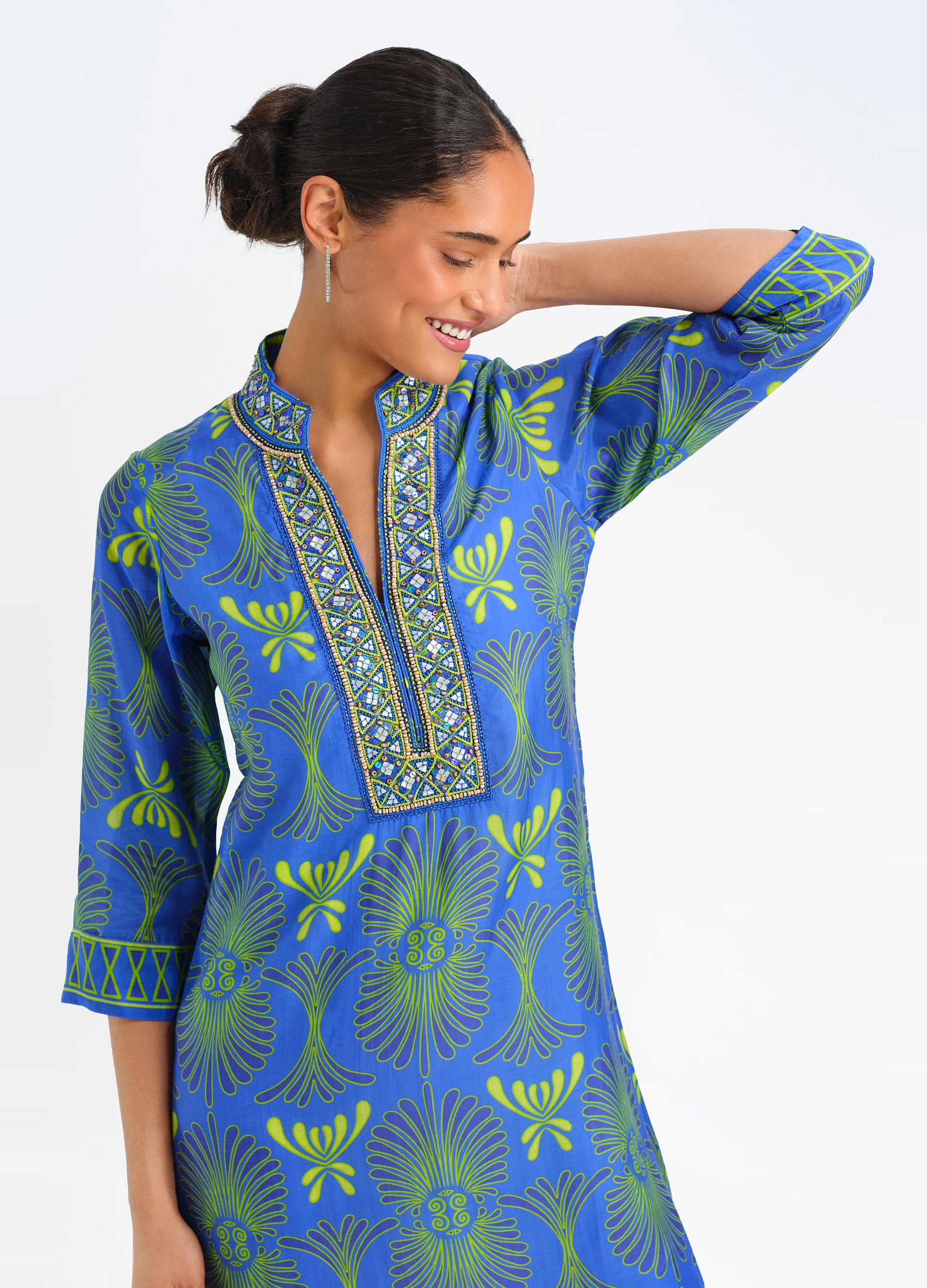 Bennett Tunic Dress in Santorini Blue