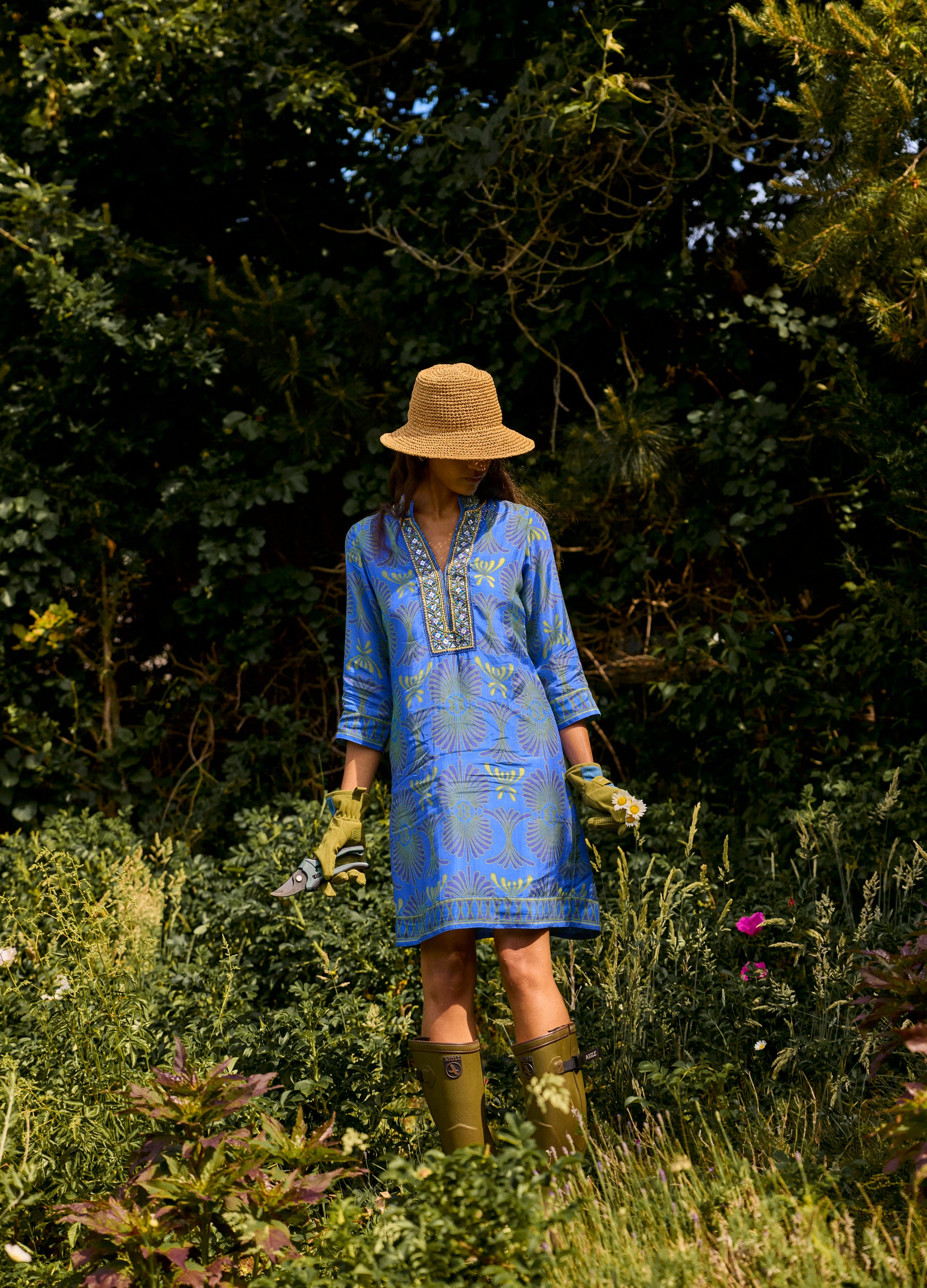 Bennett Tunic Dress in Santorini Blue