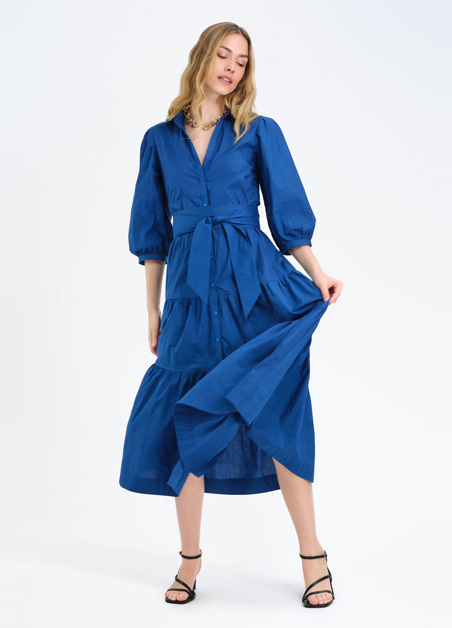 Brinley Shirtdress in Cadet Blue