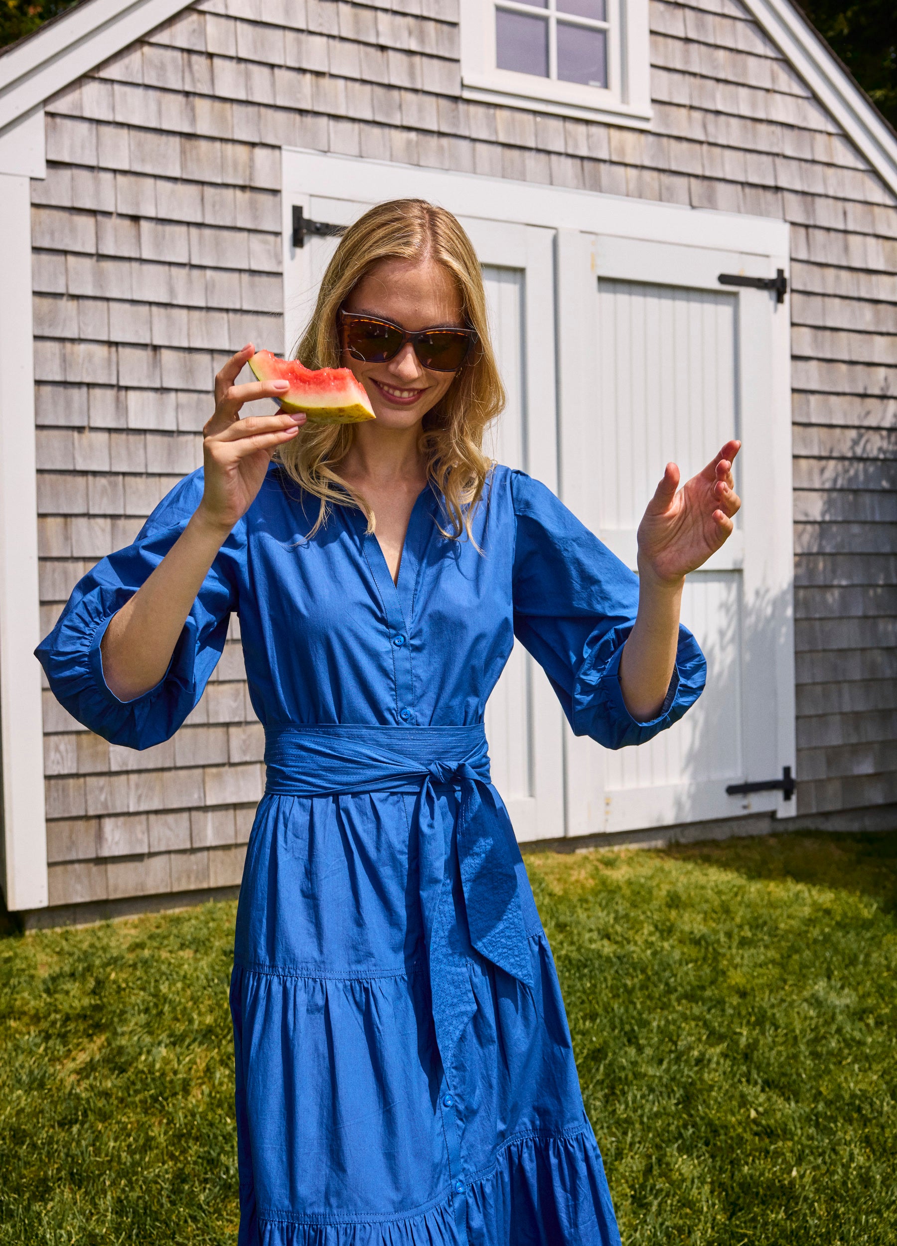 Brinley Shirtdress in Cadet Blue