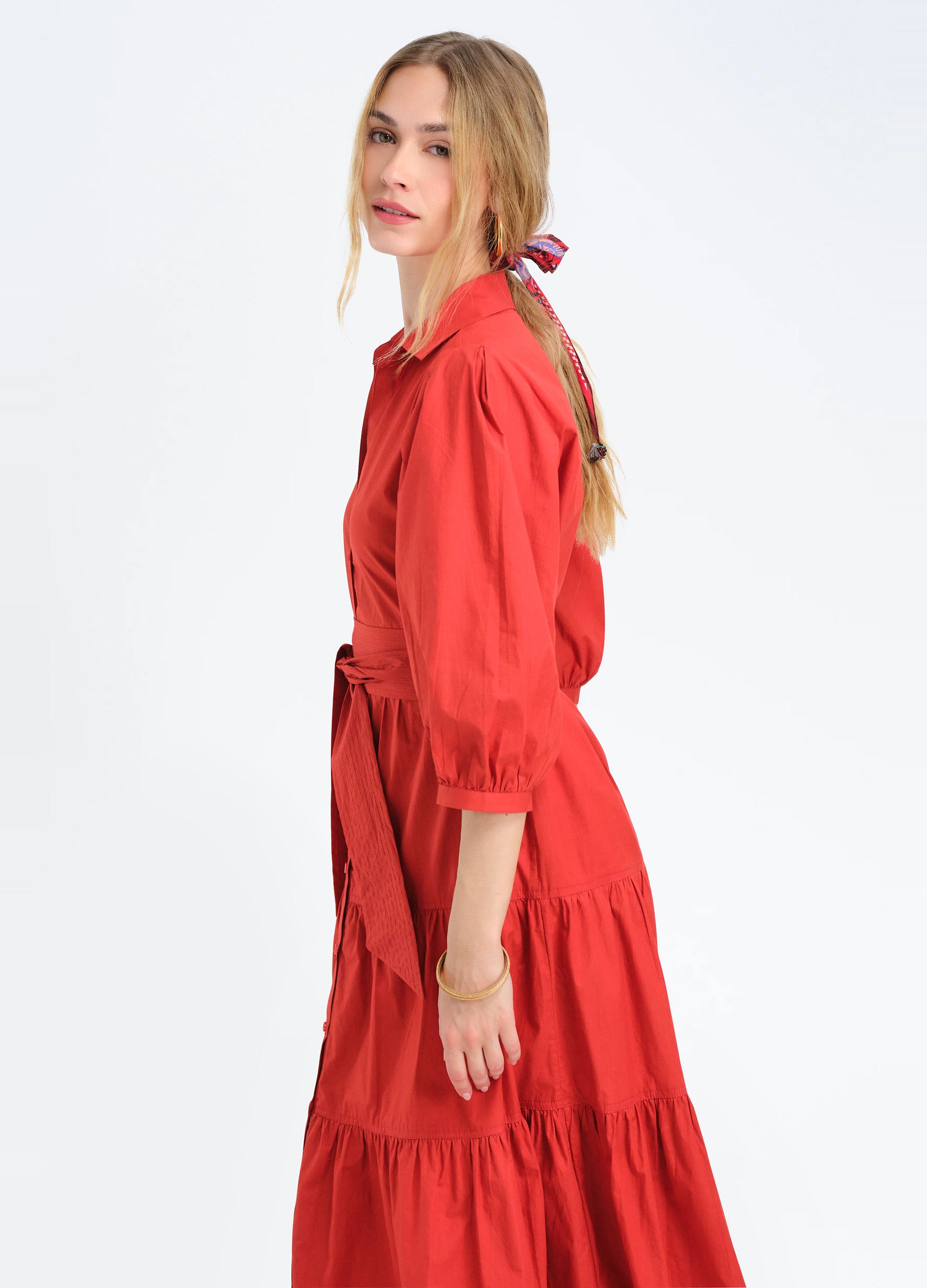 Brinley Shirtdress in Cherry Red