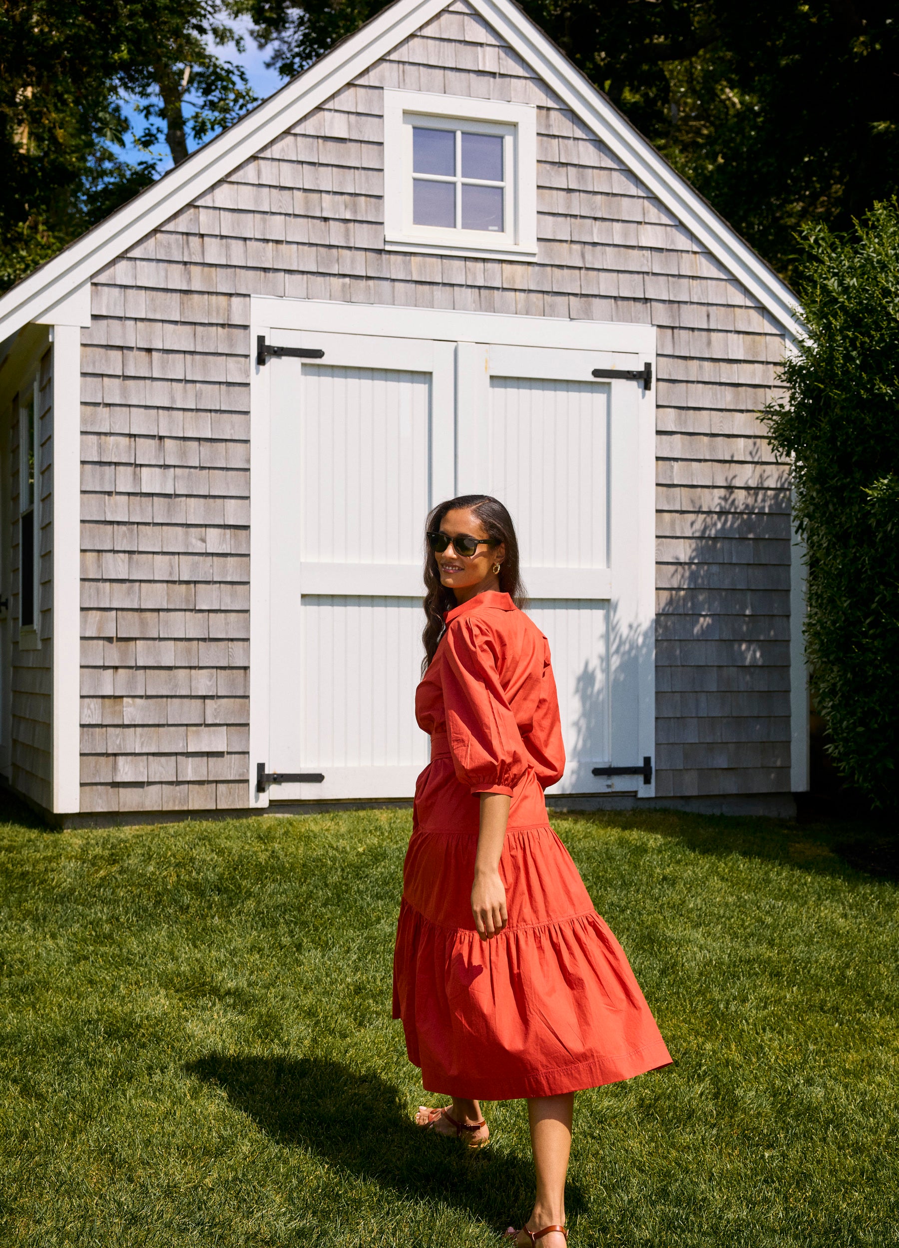 Brinley Shirtdress in Cherry Red
