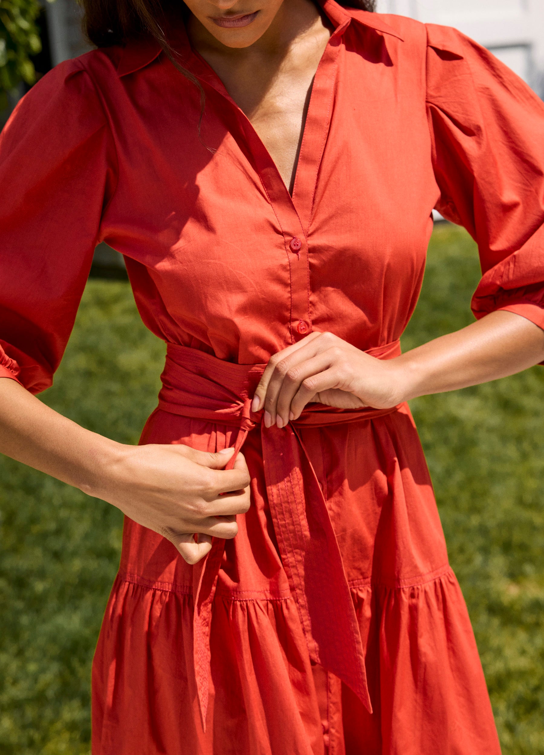 Brinley Shirtdress in Cherry Red