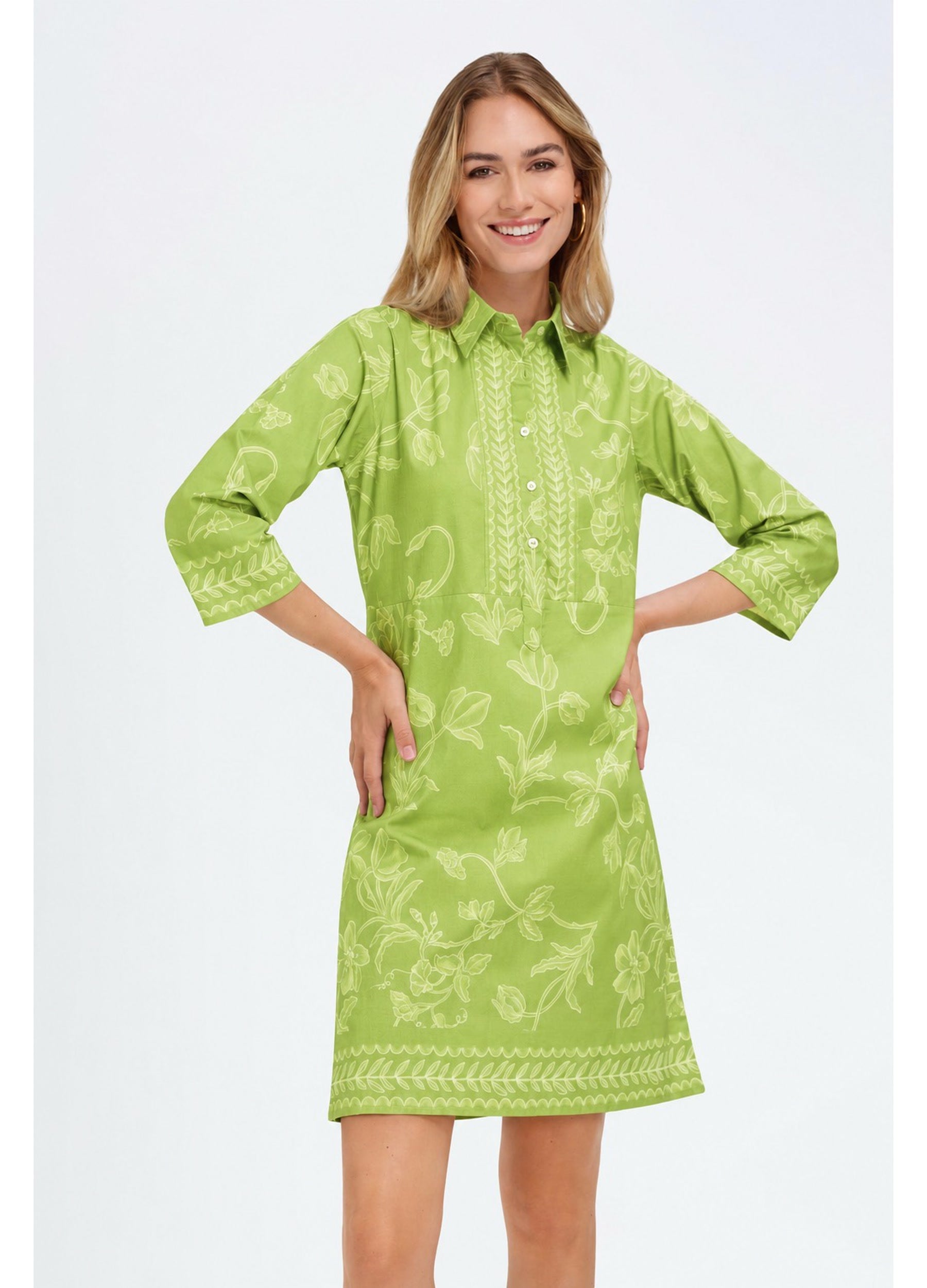Charlie Dress in Delicate Flower Green