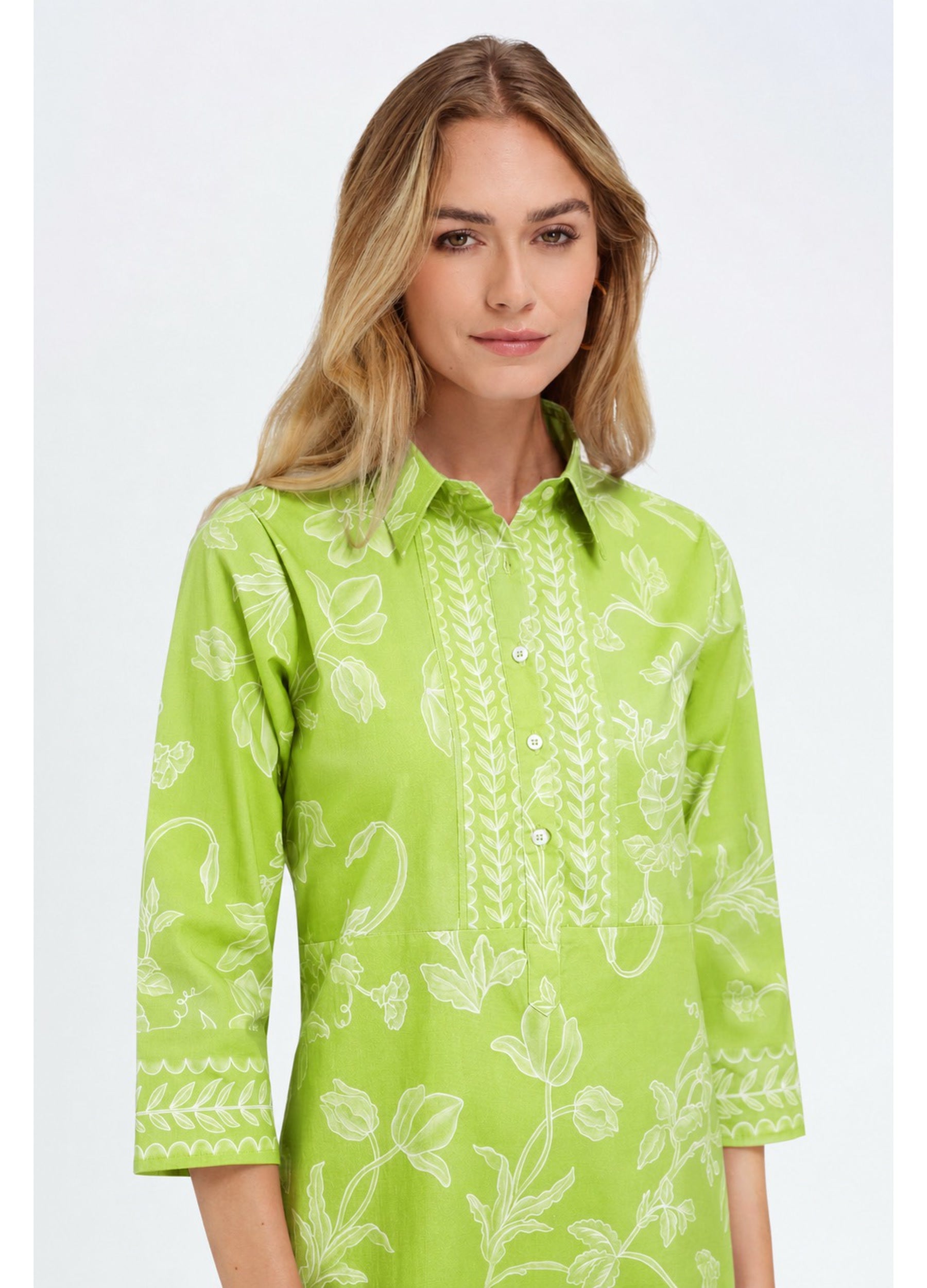 Charlie Dress in Delicate Flower Green
