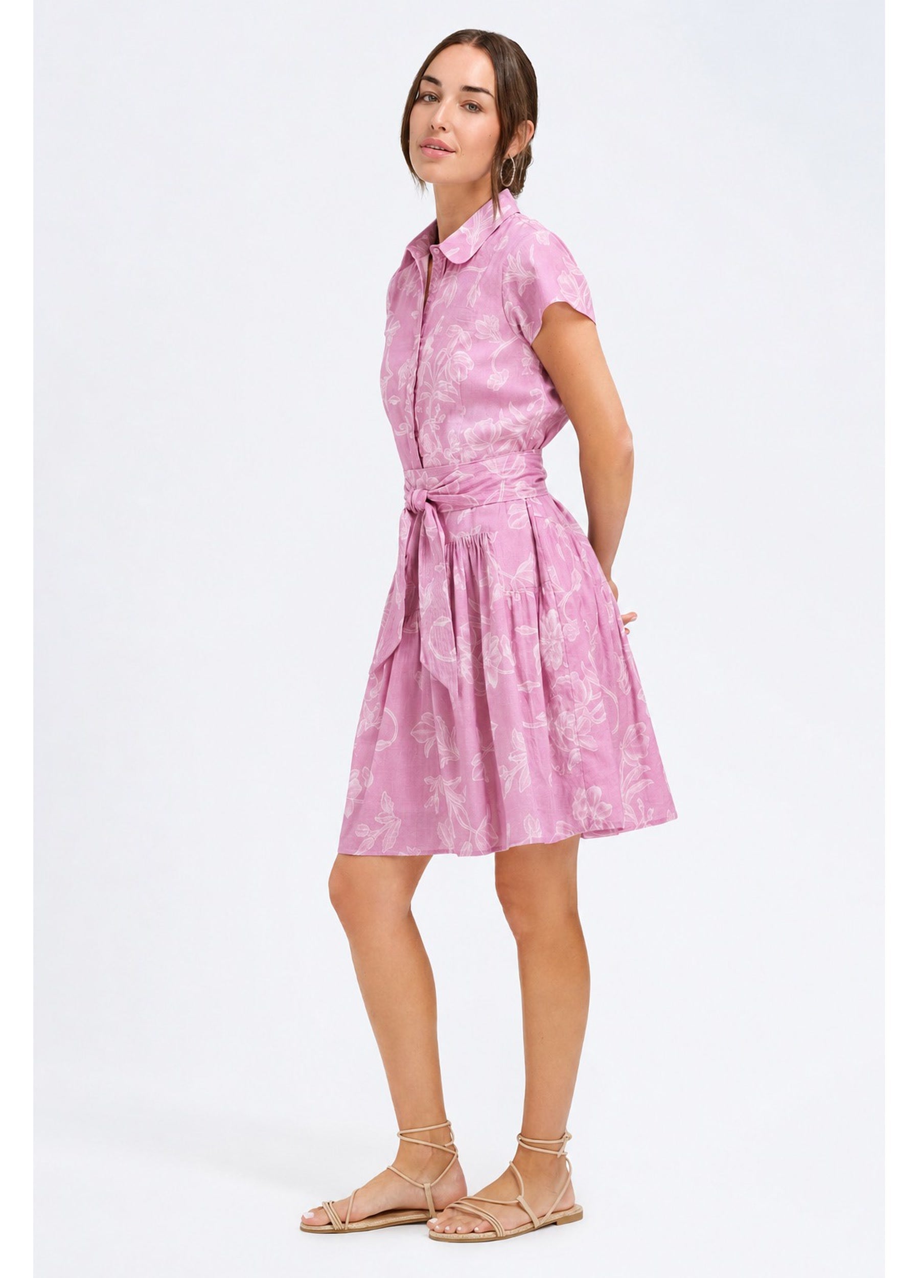 Haley Dress in Delicate Flower Pink