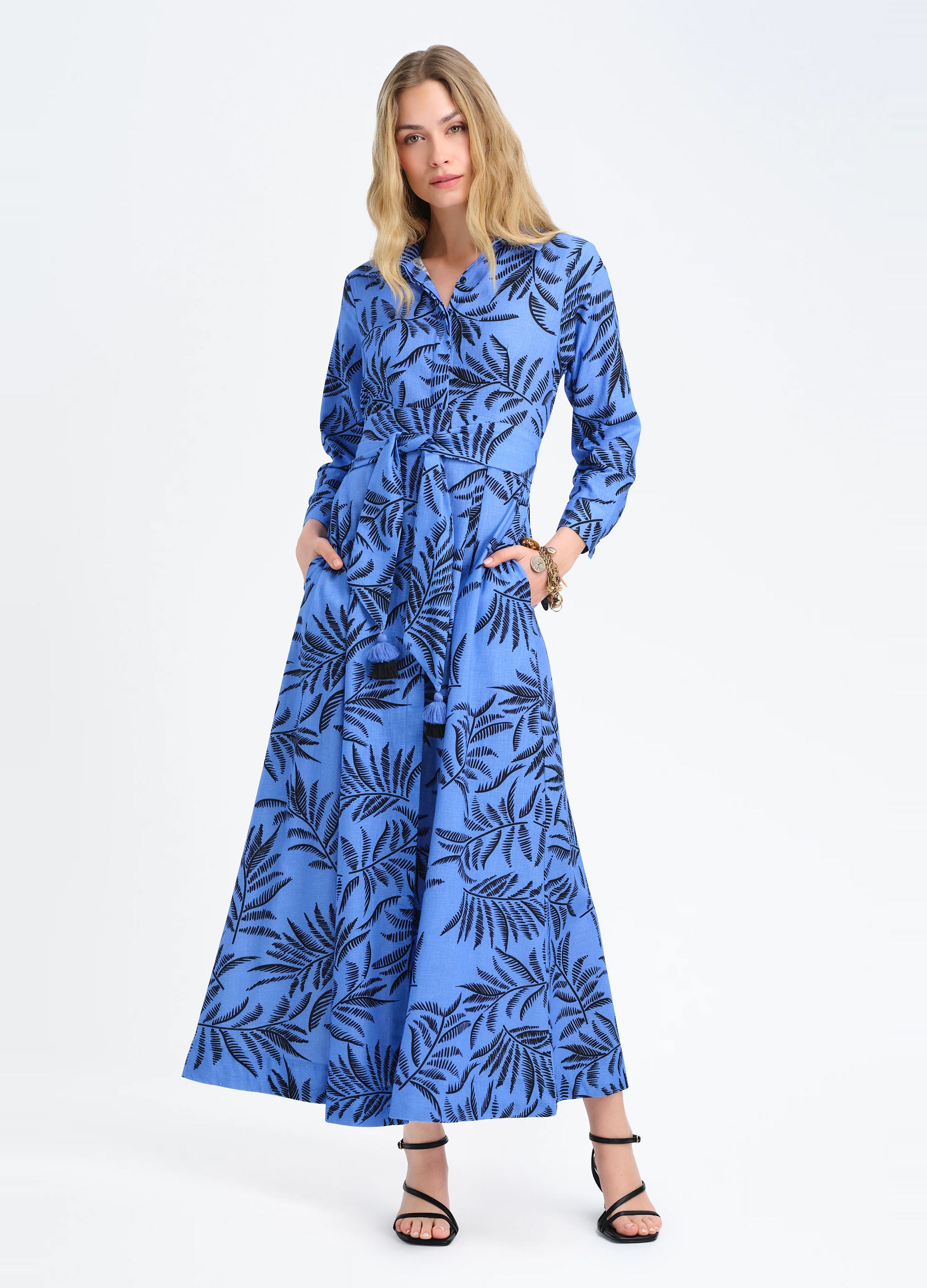 Kit Shirtdress in Leaves Blue