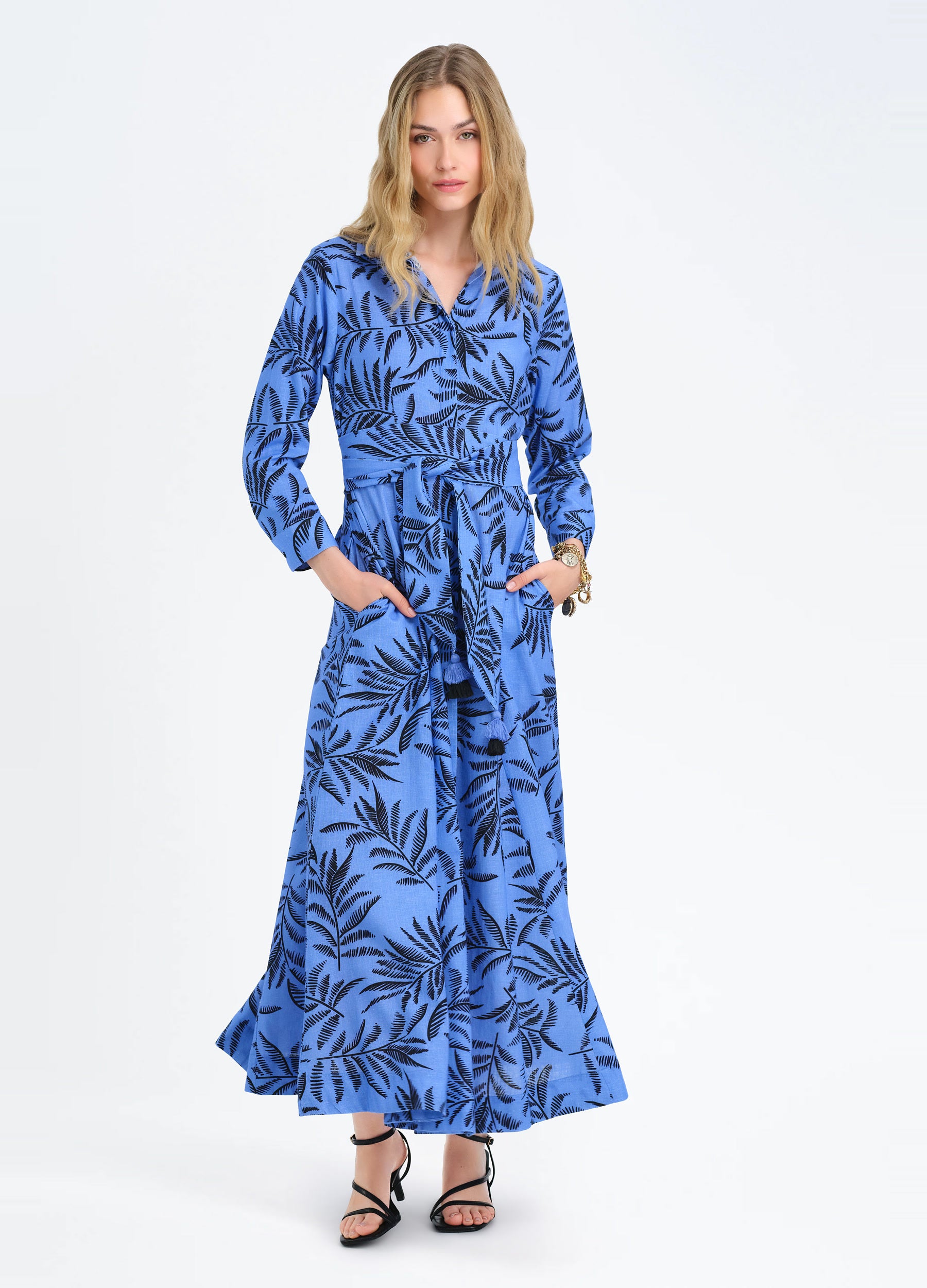 Kit Shirtdress in Leaves Blue