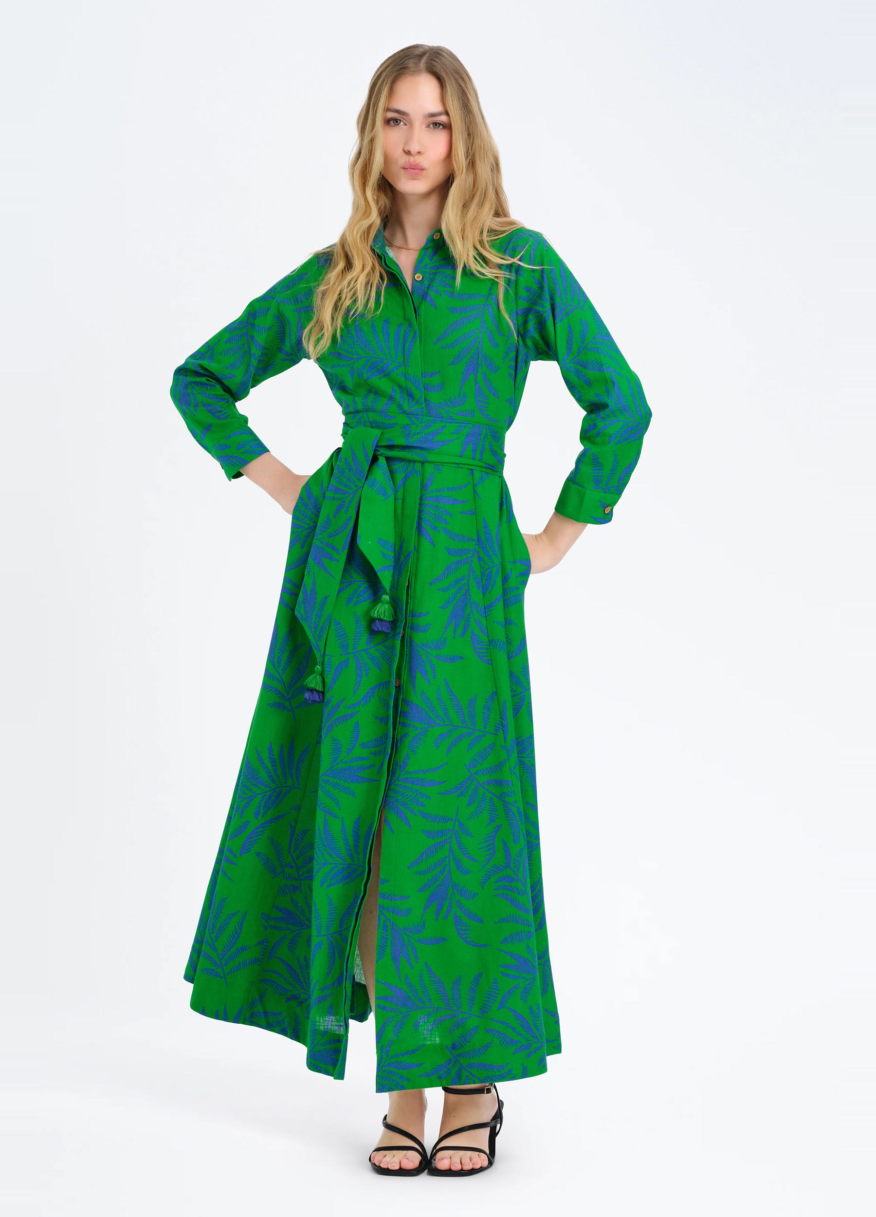 Kit Shirtdress in Leaves Green