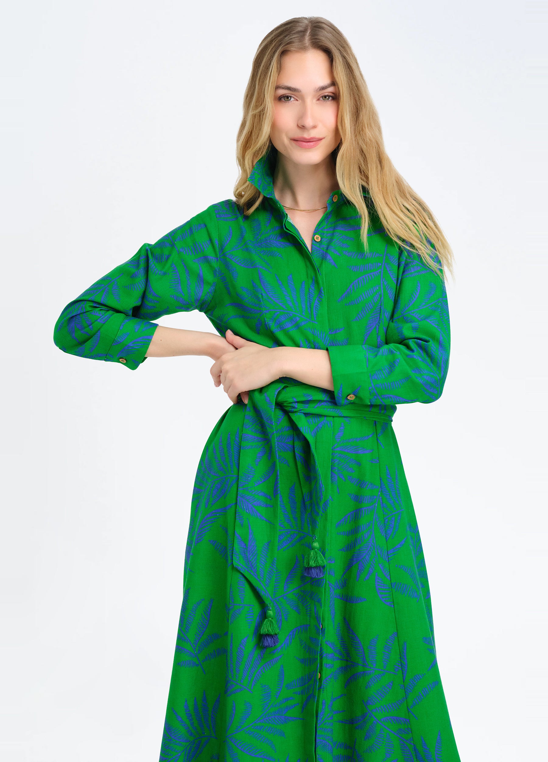 Kit Shirtdress in Leaves Green