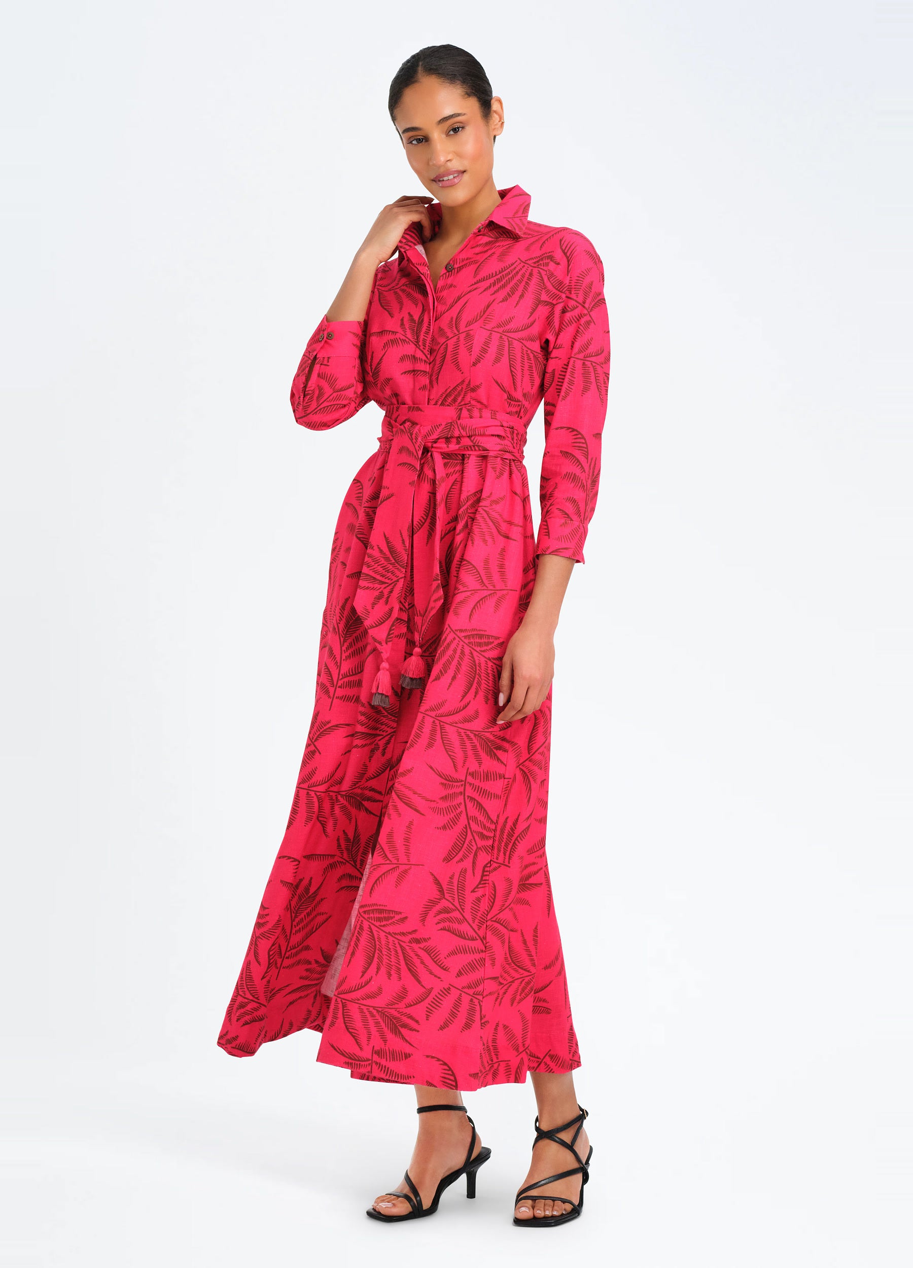 Kit Shirtdress in Leaves Red