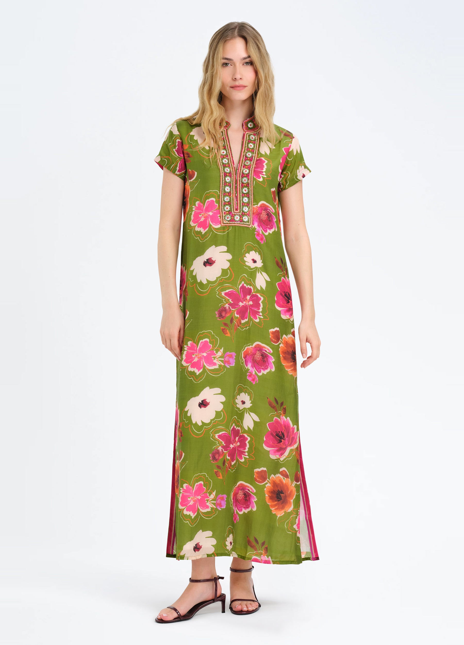 Lana Cap Sleeve Caftan in Kelsey Green