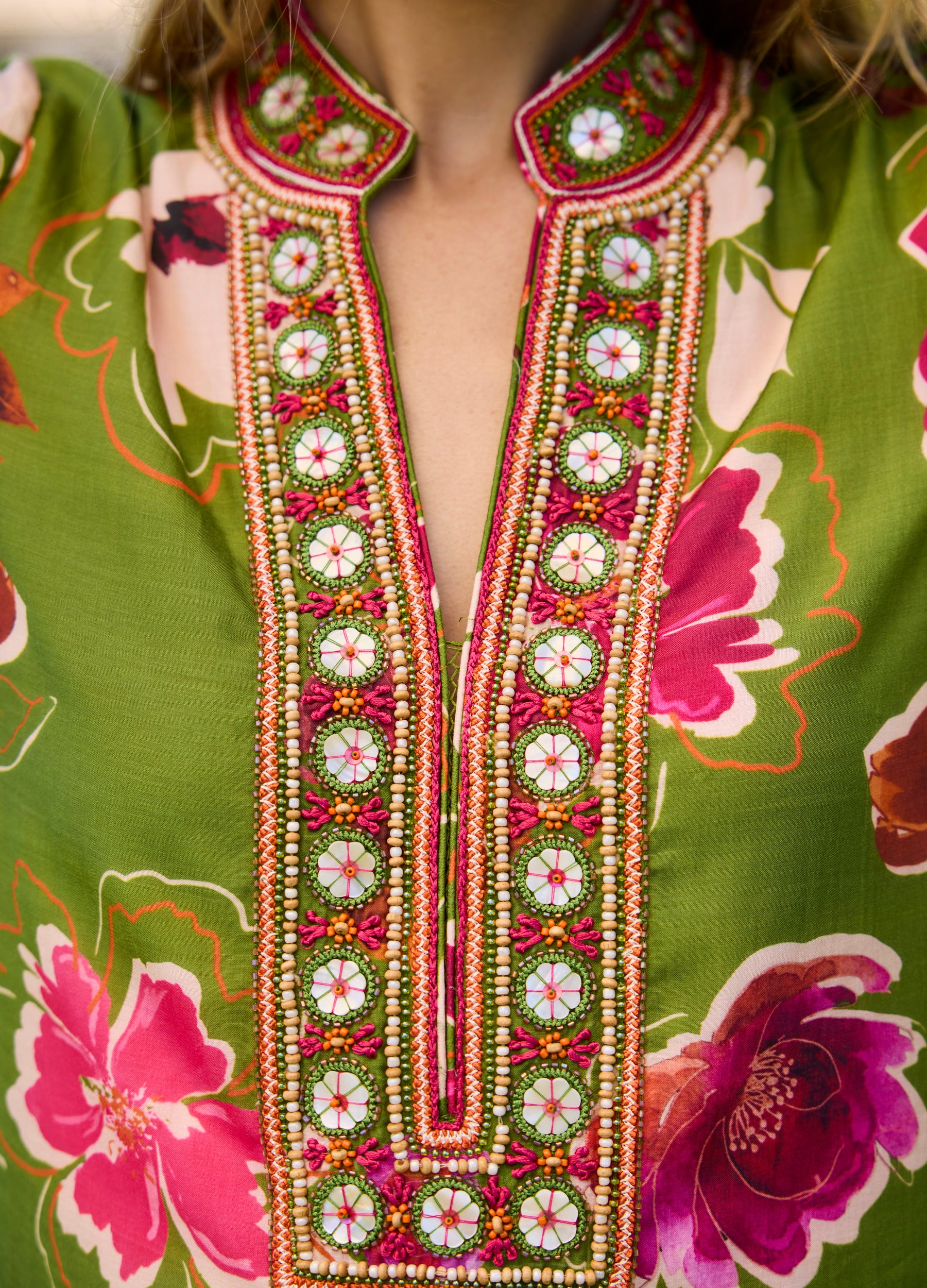 Lana Cap Sleeve Caftan in Kelsey Green