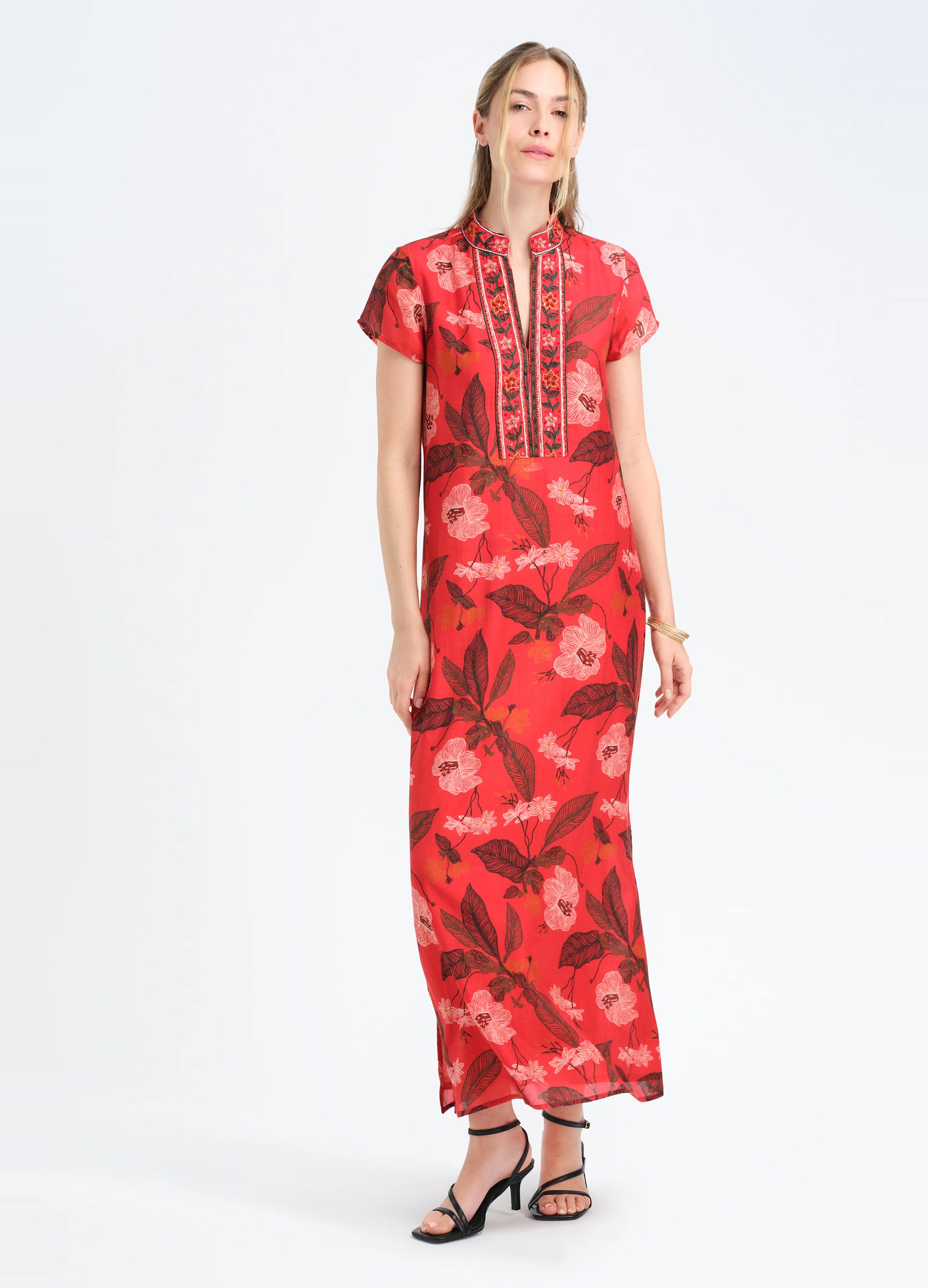 Lana Cap Sleeve Caftan in Lisette Red
