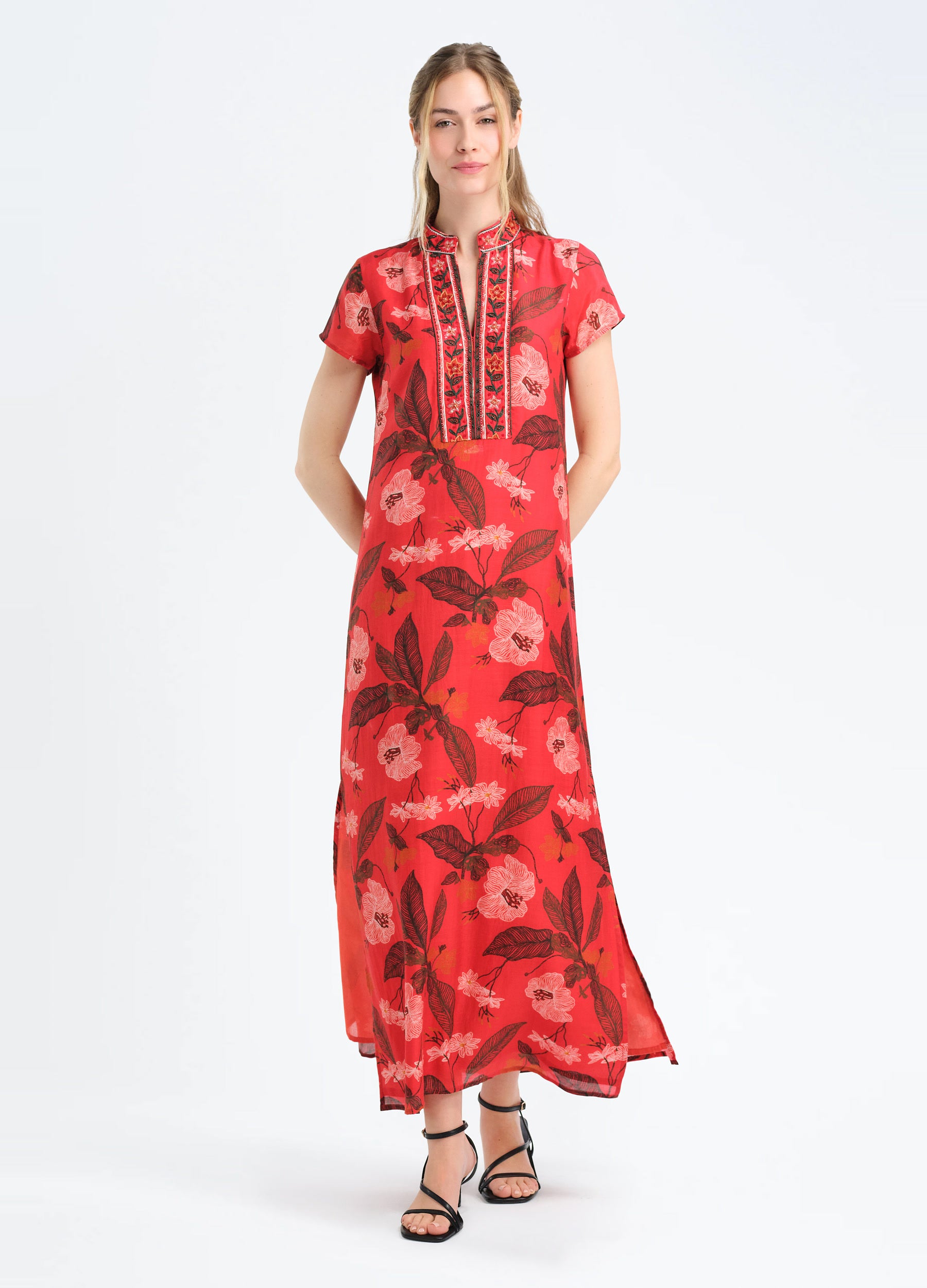 Lana Cap Sleeve Caftan in Lisette Red