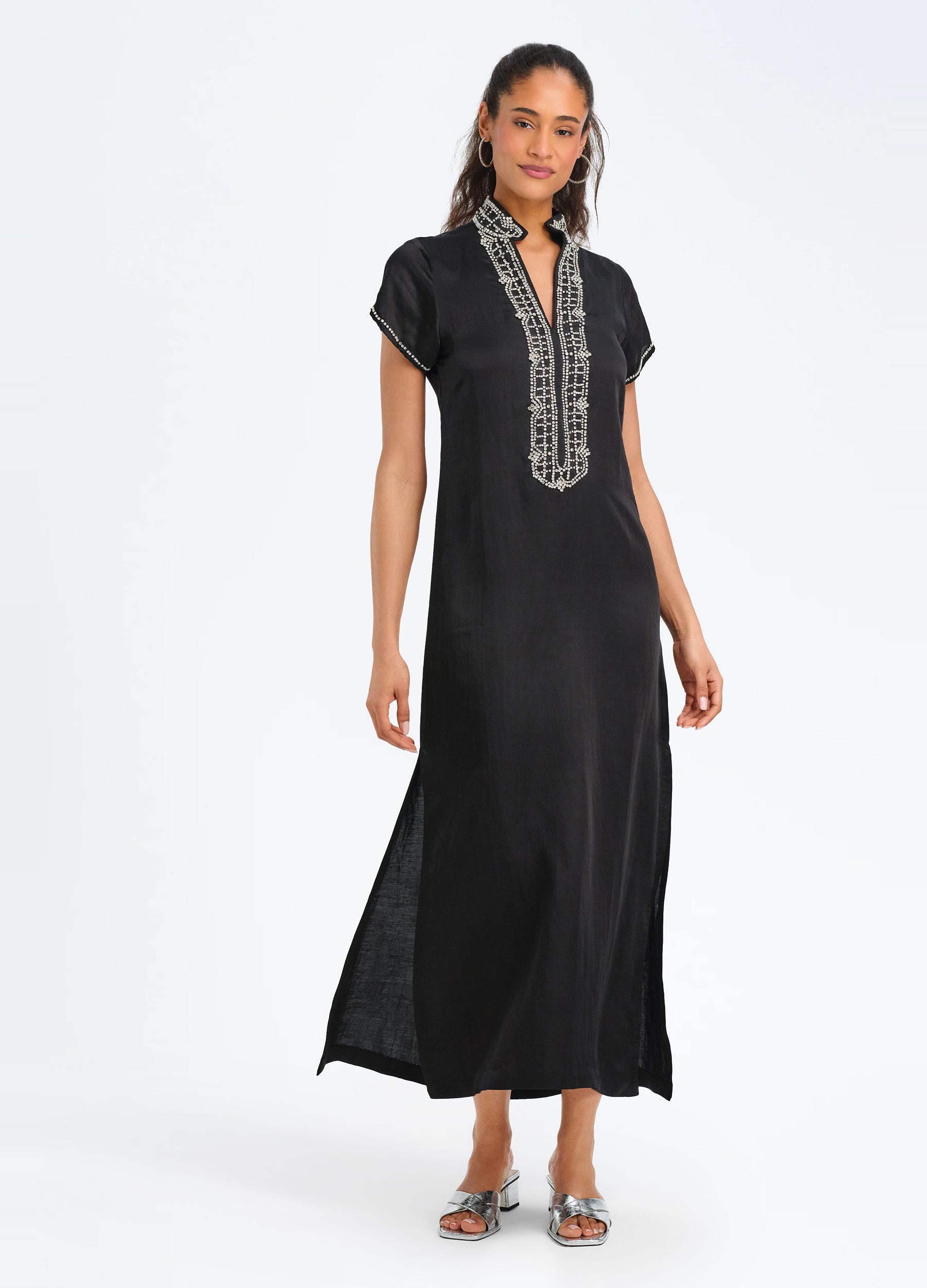 Marilyn Cap Sleeve Caftan in Black