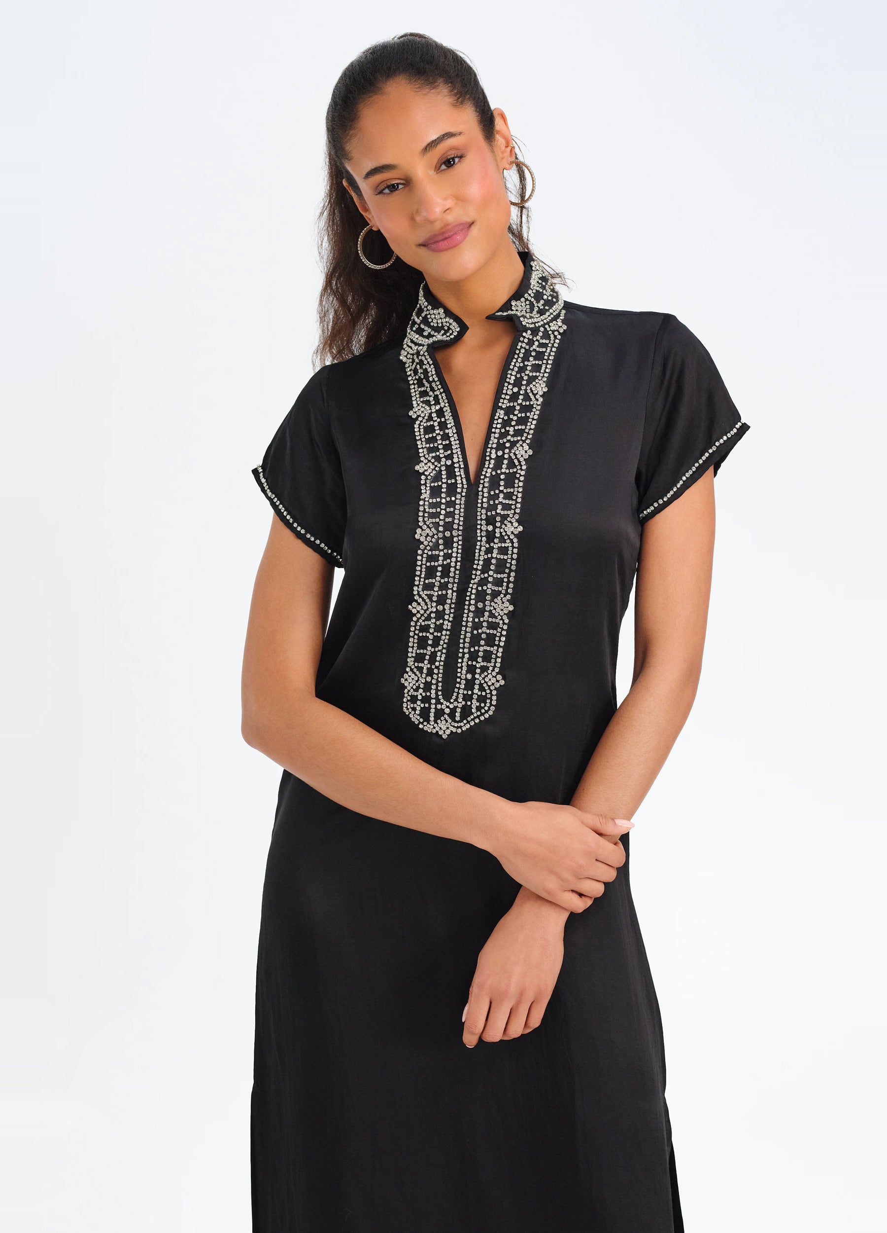 Marilyn Cap Sleeve Caftan in Black