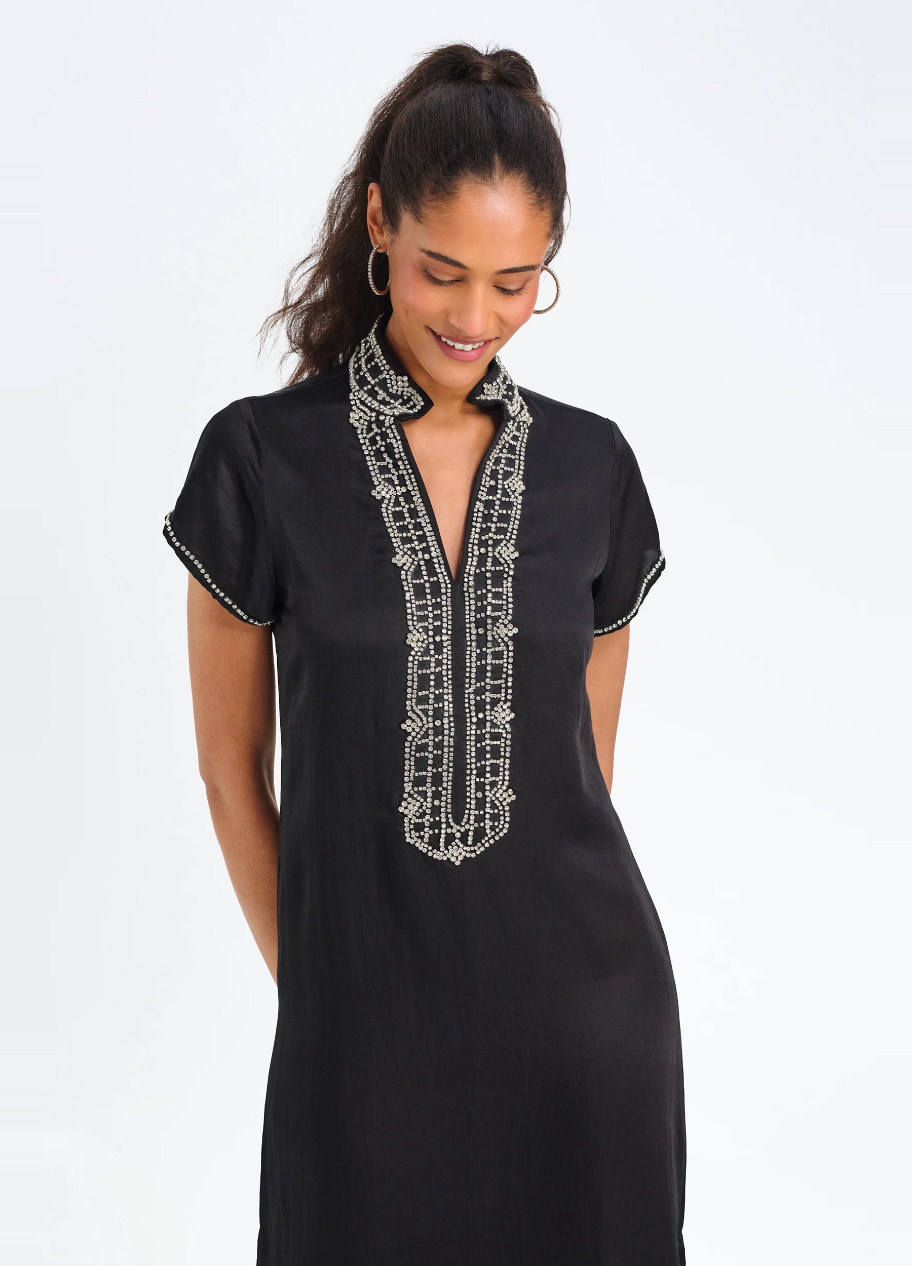 Marilyn Cap Sleeve Caftan in Black