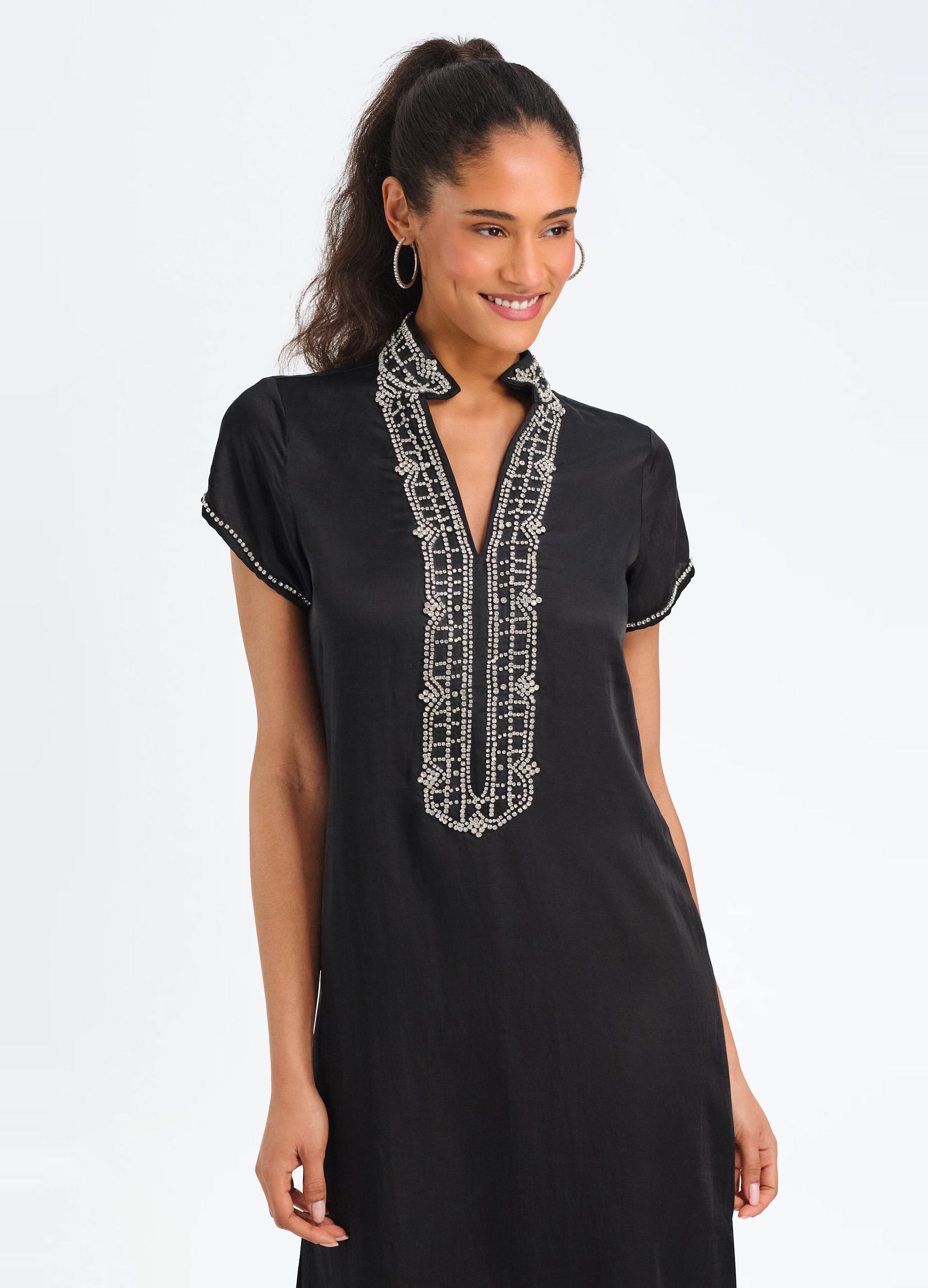 Marilyn Cap Sleeve Caftan in Black