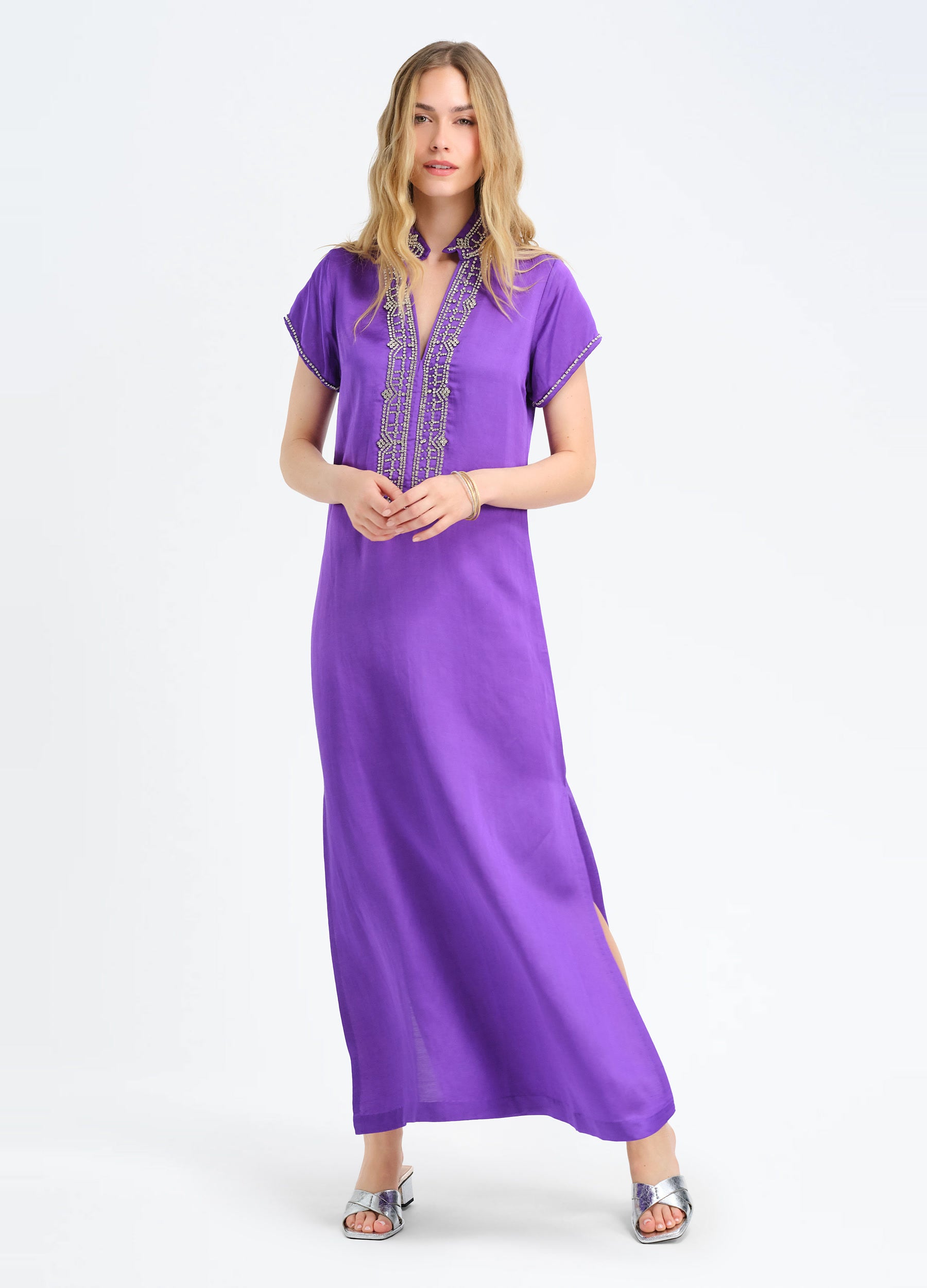 Marilyn Cap Sleeve Caftan in Orchid