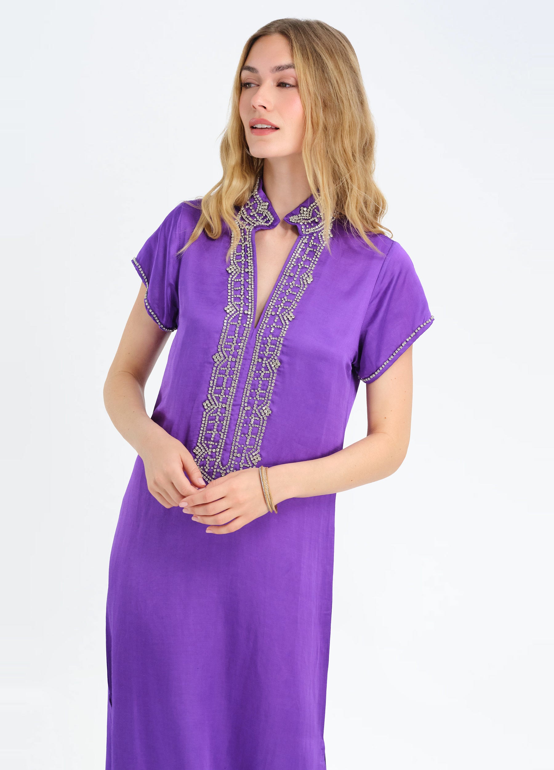 Marilyn Cap Sleeve Caftan in Orchid