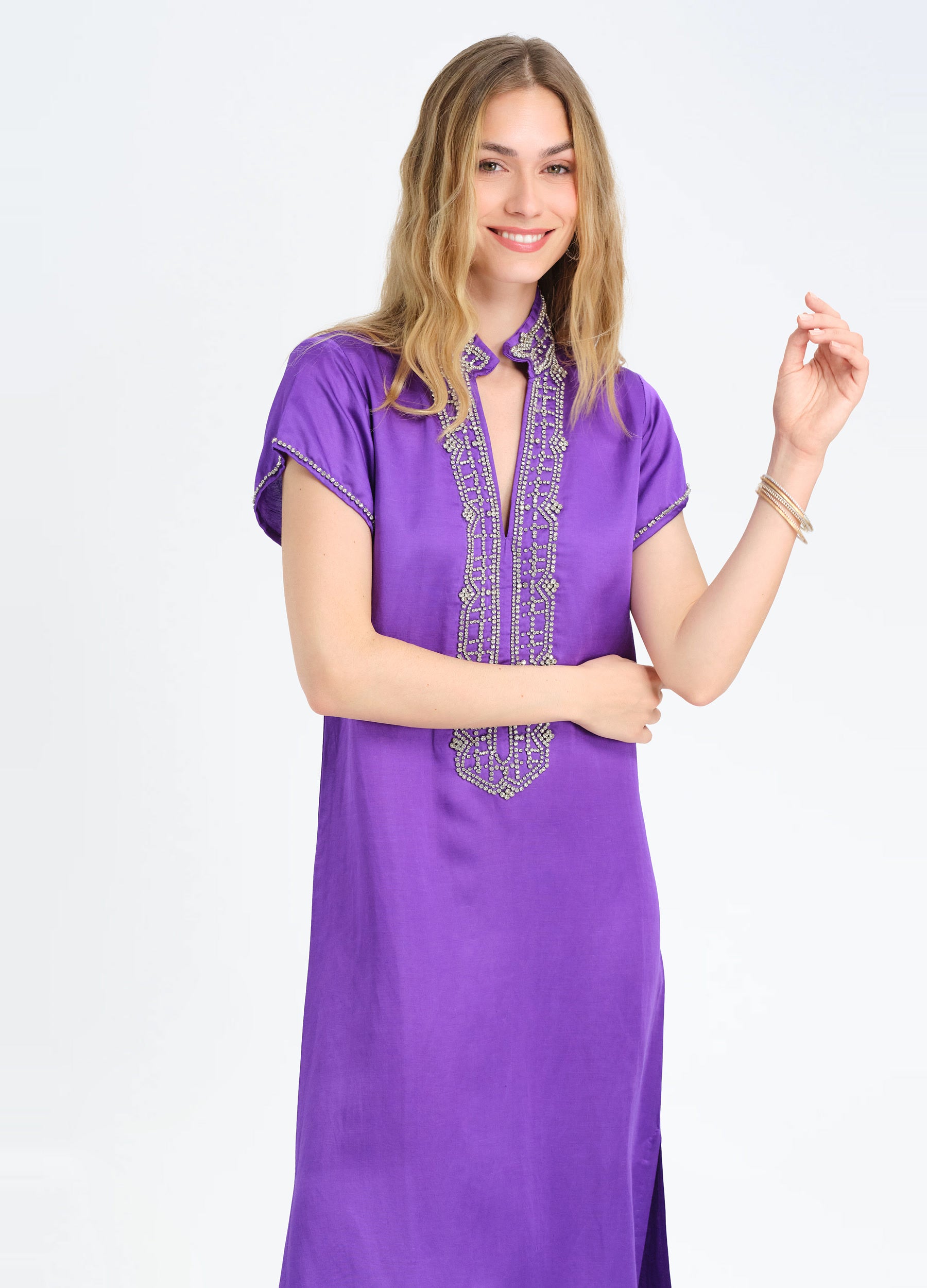 Marilyn Cap Sleeve Caftan in Orchid