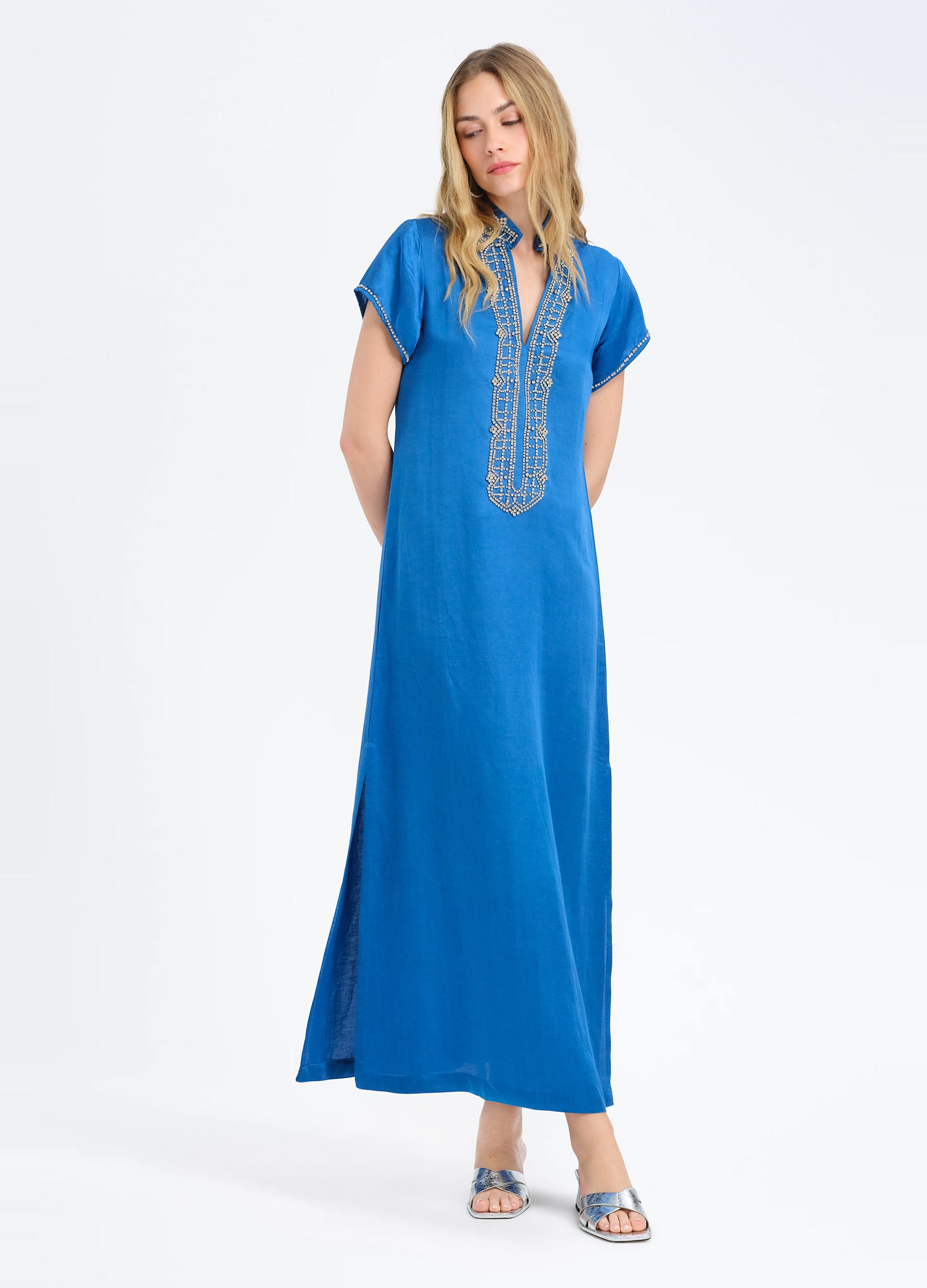 Marilyn Cap Sleeve Caftan in Royal