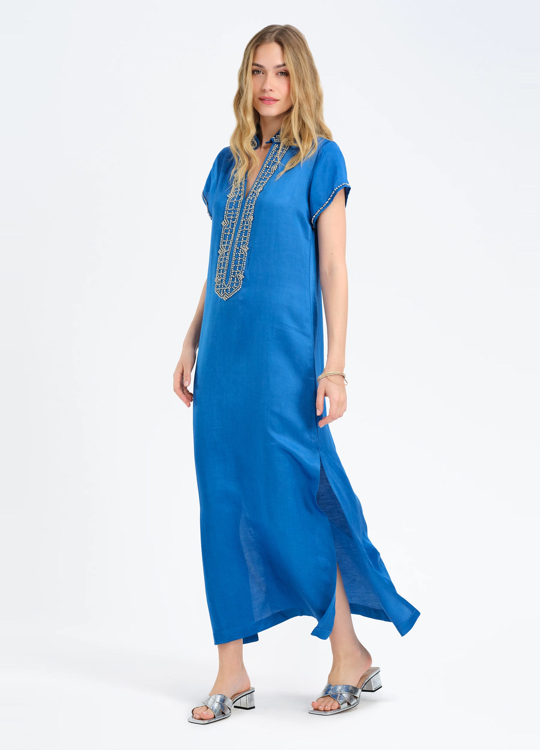 Marilyn Cap Sleeve Caftan in Royal