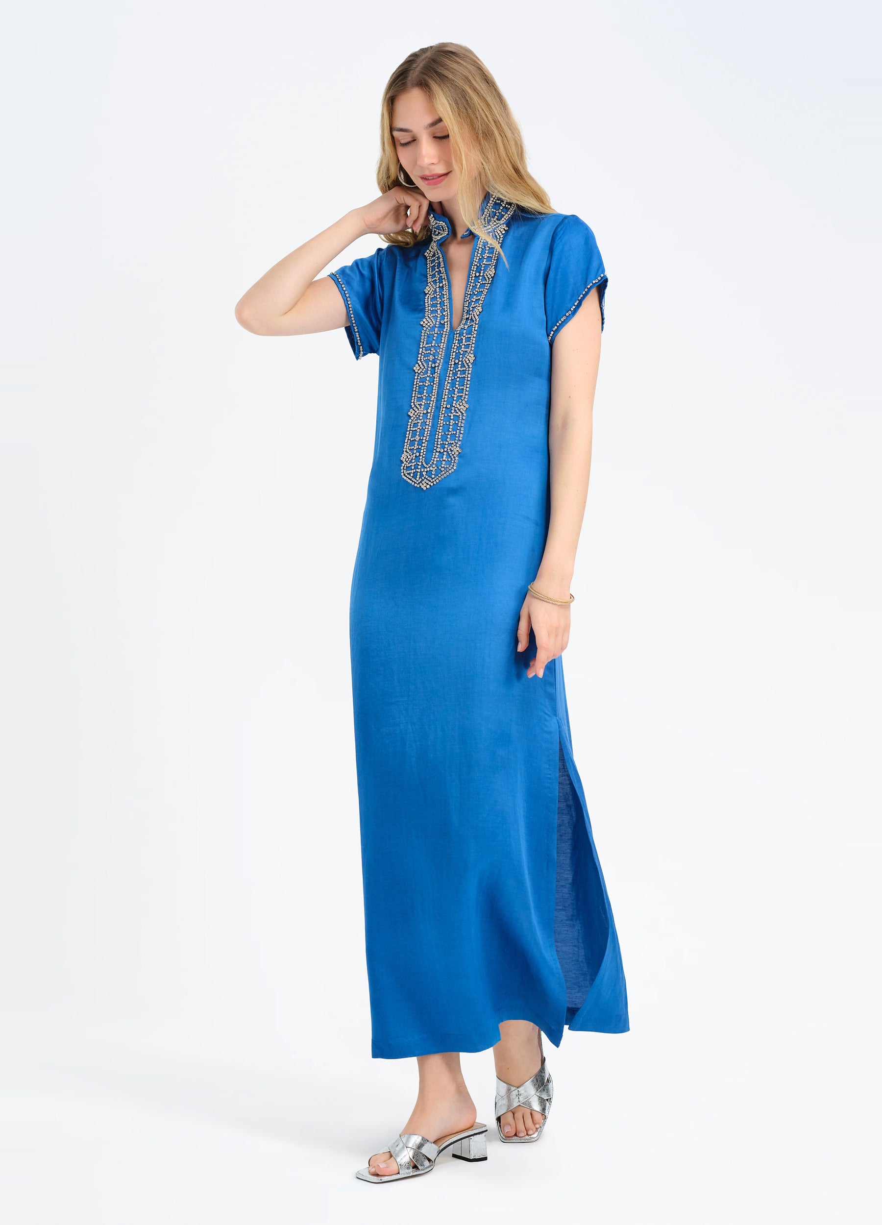 Marilyn Cap Sleeve Caftan in Royal