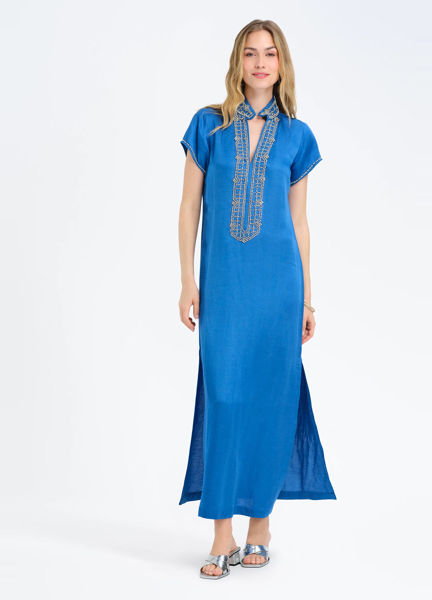 Marilyn Cap Sleeve Caftan in Royal