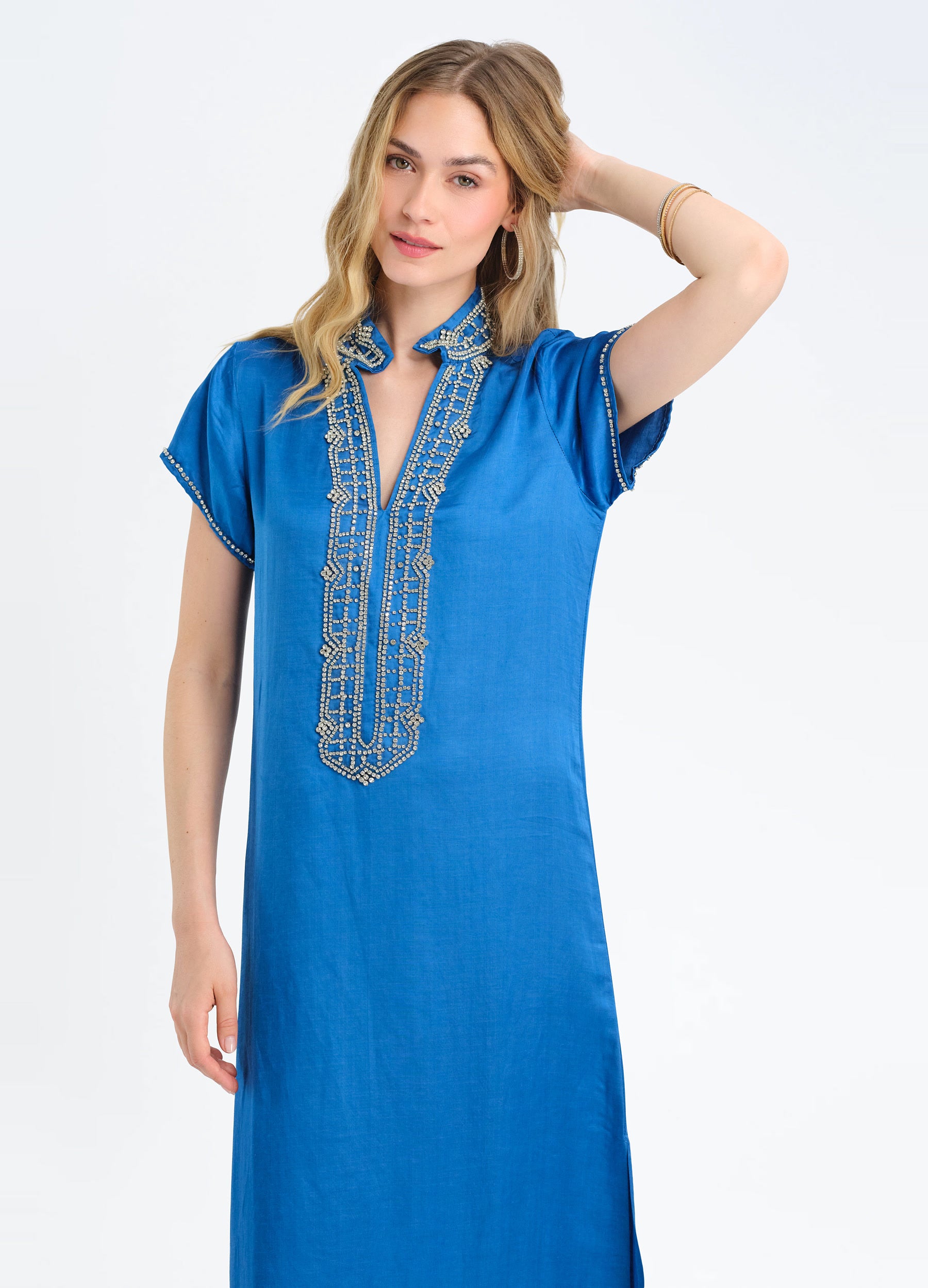 Marilyn Cap Sleeve Caftan in Royal